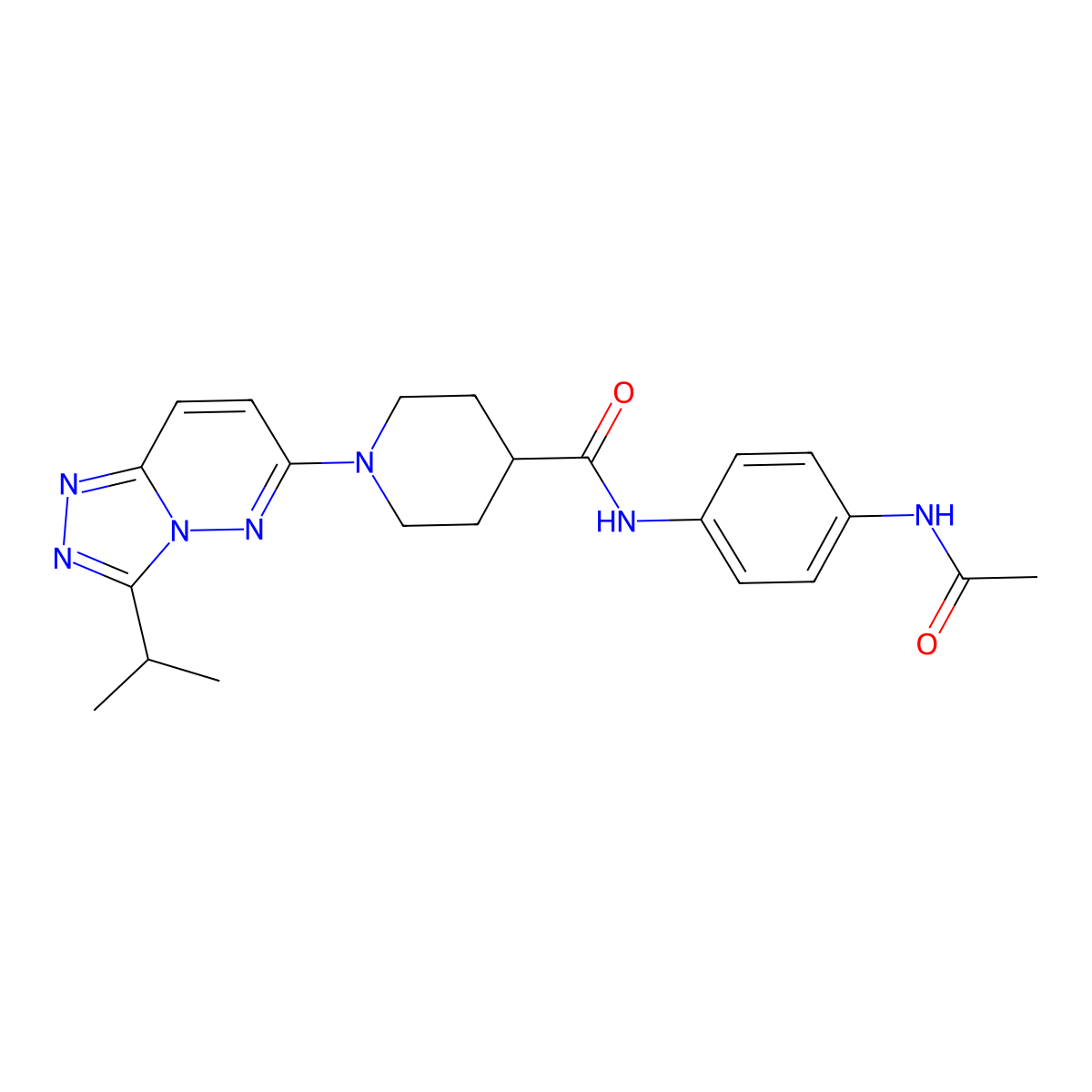 N-[4-(acetylamino)phenyl]-1-[3-(propan-2-yl)[1,2,4]triazolo[4,3-b]pyridazin-6-yl]piperidine-4-carboxamide molecular structure, CAS 1040707-11-6