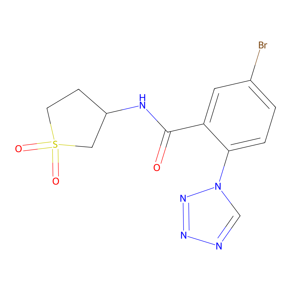 5-bromo-N-(1,1-dioxidotetrahydrothiophen-3-yl)-2-(1H-tetrazol-1-yl)benzamide molecular structure, CAS 1040707-13-8