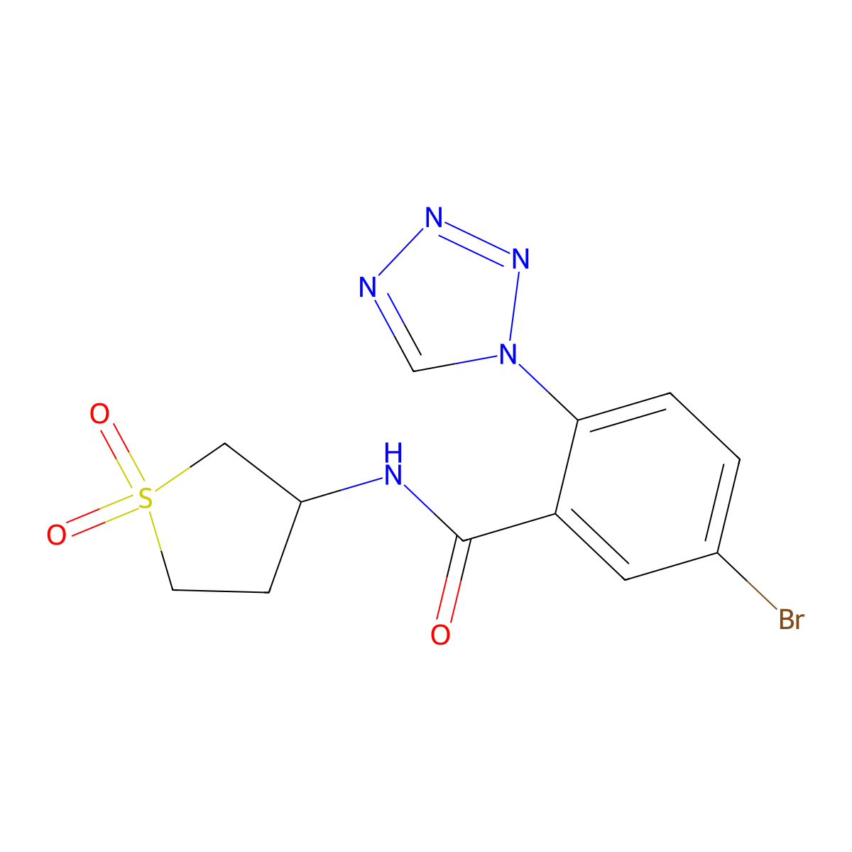 5-bromo-N-(1,1-dioxidotetrahydrothiophen-3-yl)-2-(1H-tetrazol-1-yl)benzamide molecular structure, CAS 1040707-13-8