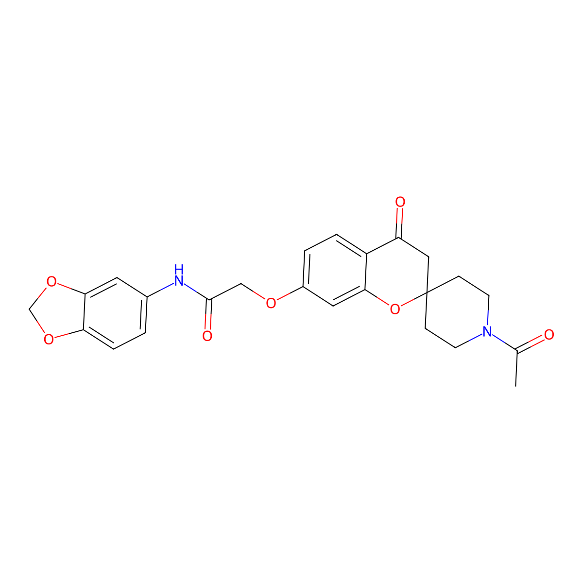 2-[(1'-acetyl-4-oxo-3,4-dihydrospiro[chromene-2,4'-piperidin]-7-yl)oxy]-N-(1,3-benzodioxol-5-yl)acetamide molecular structure, CAS 1040707-14-9