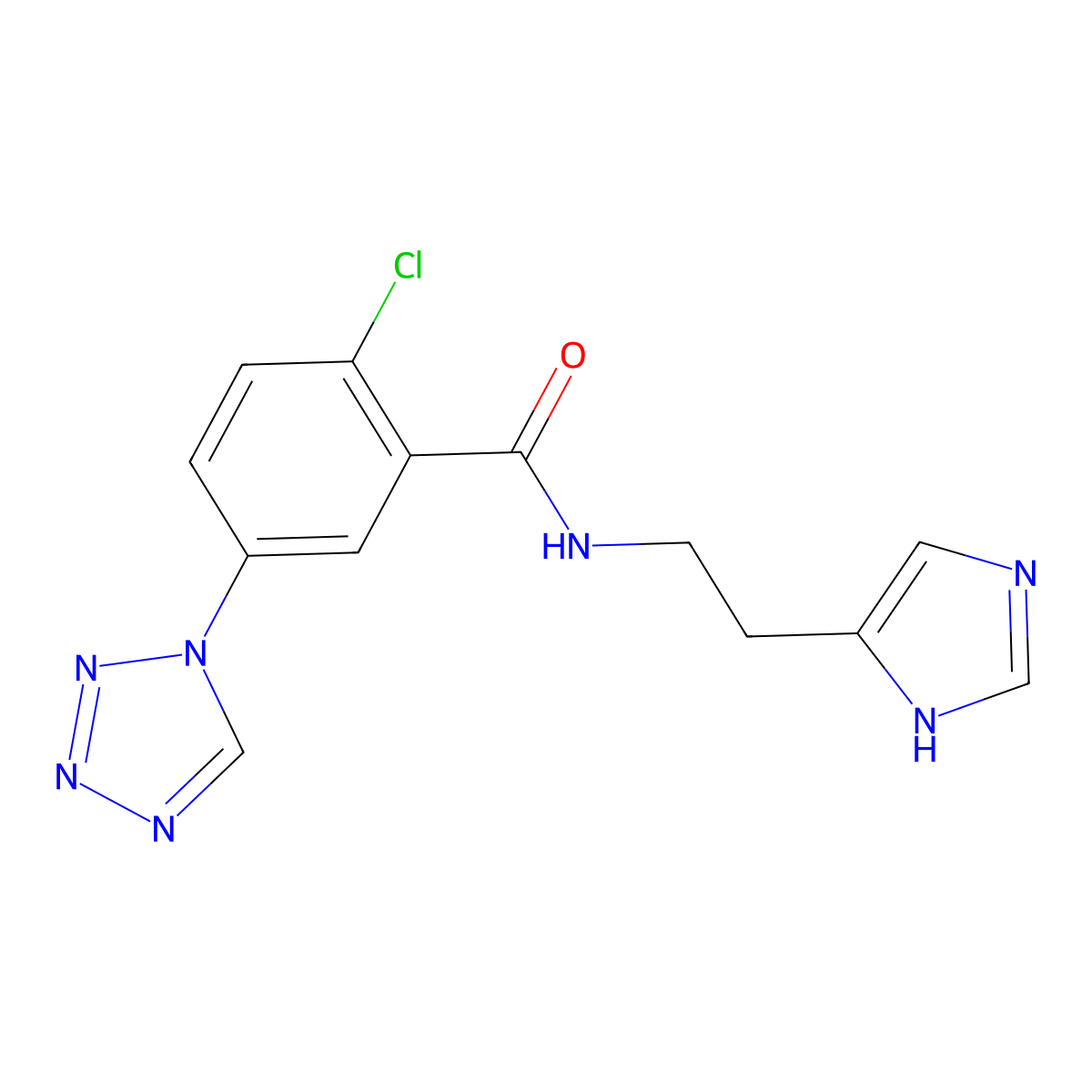 2-chloro-N-[2-(1H-imidazol-5-yl)ethyl]-5-(1H-tetrazol-1-yl)benzamide molecular structure, CAS 1040707-20-7
