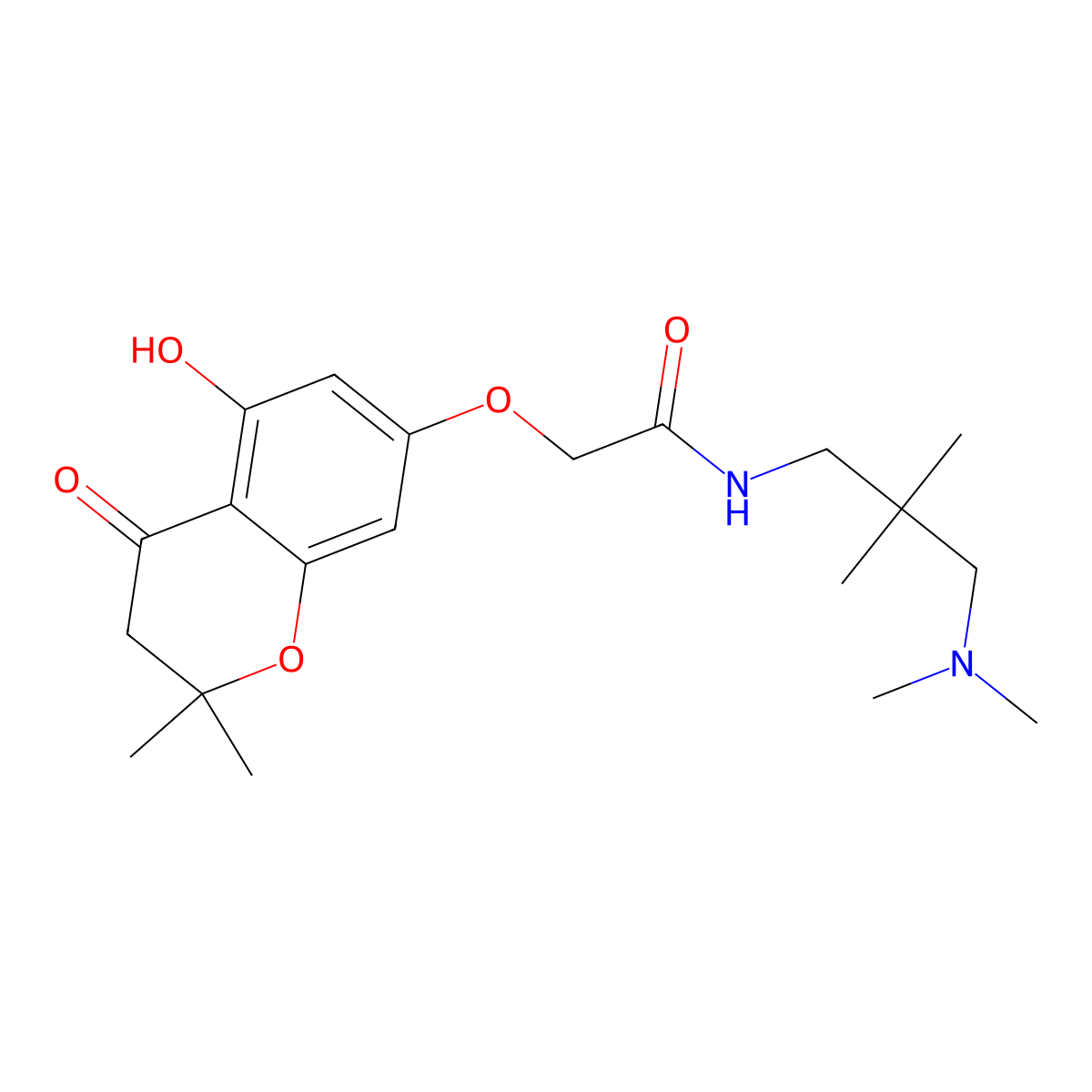 N-[3-(dimethylamino)-2,2-dimethylpropyl]-2-[(5-hydroxy-2,2-dimethyl-4-oxo-3,4-dihydro-2H-chromen-7-yl)oxy]acetamide molecular structure, CAS 1040707-27-4