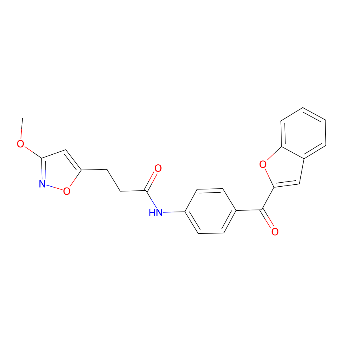 N-[4-(1-benzofuran-2-ylcarbonyl)phenyl]-3-(3-methoxy-1,2-oxazol-5-yl)propanamide molecular structure, CAS 1040707-28-5
