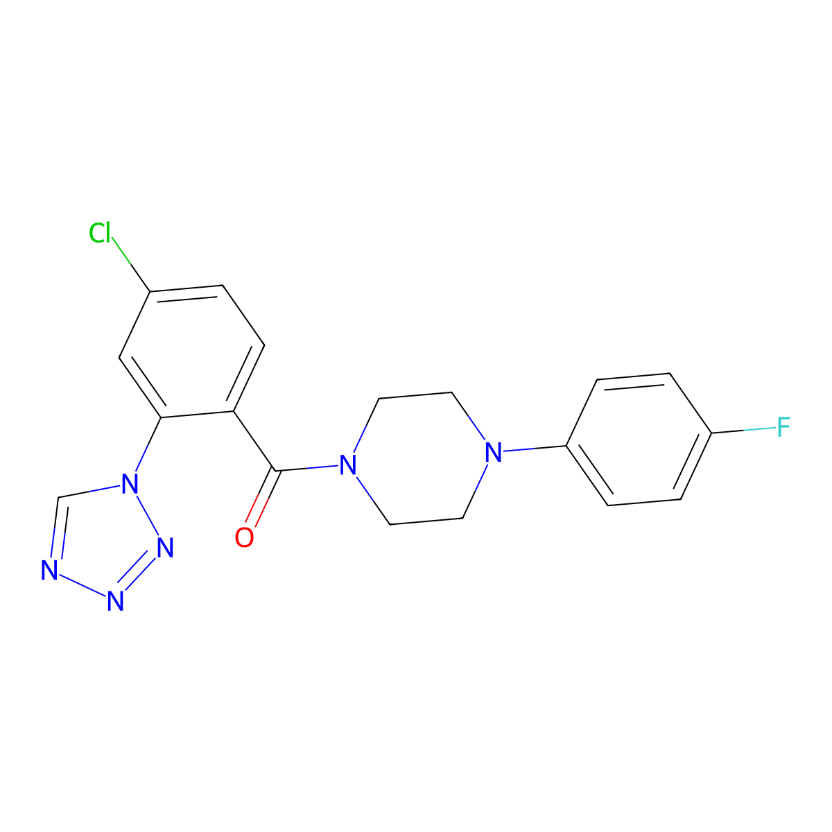 [4-chloro-2-(1H-tetrazol-1-yl)phenyl][4-(4-fluorophenyl)piperazin-1-yl]methanone molecular structure, CAS 1040707-44-5