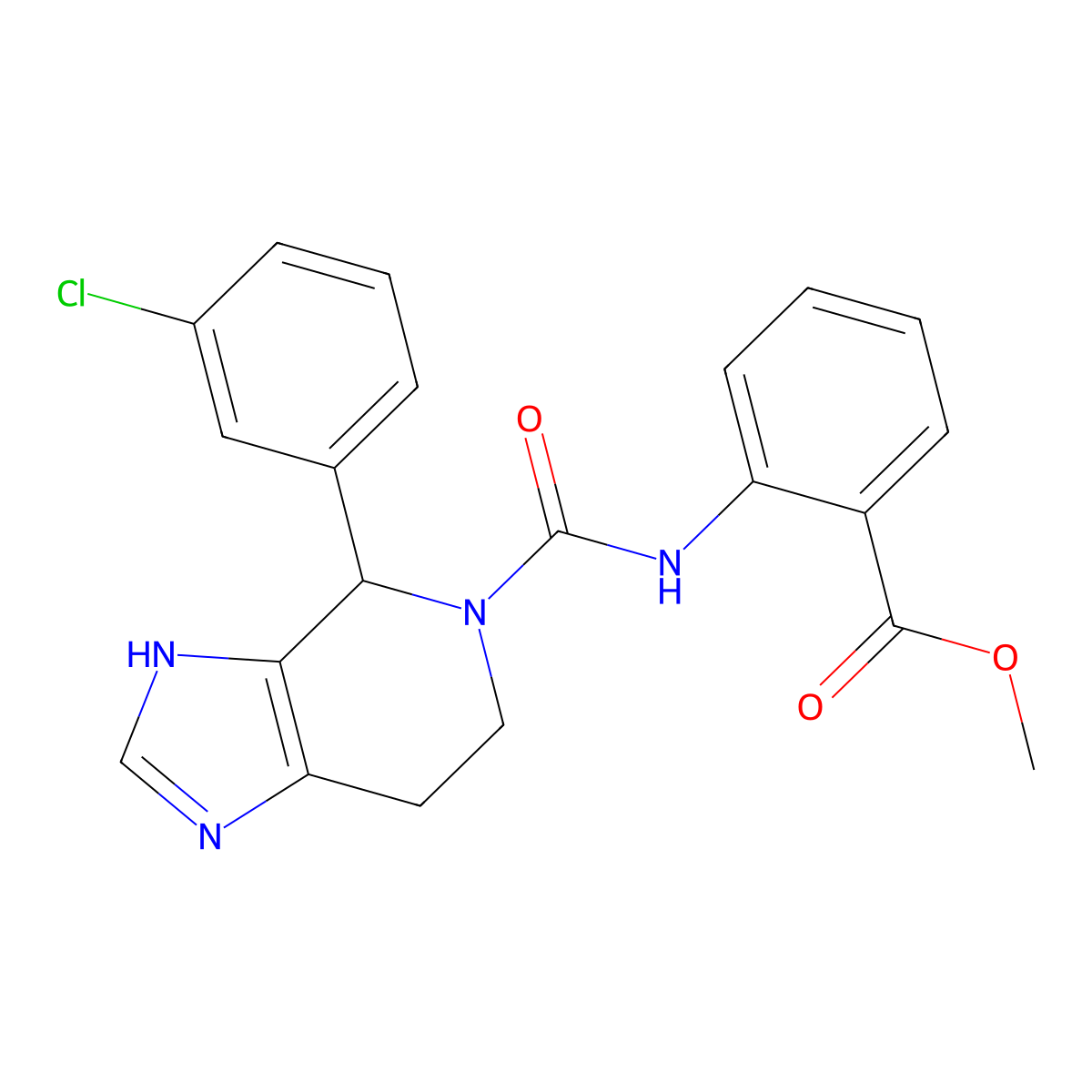 methyl 2-({[4-(3-chlorophenyl)-3,4,6,7-tetrahydro-5H-imidazo[4,5-c]pyridin-5-yl]carbonyl}amino)benzoate molecular structure, CAS 1040707-61-6