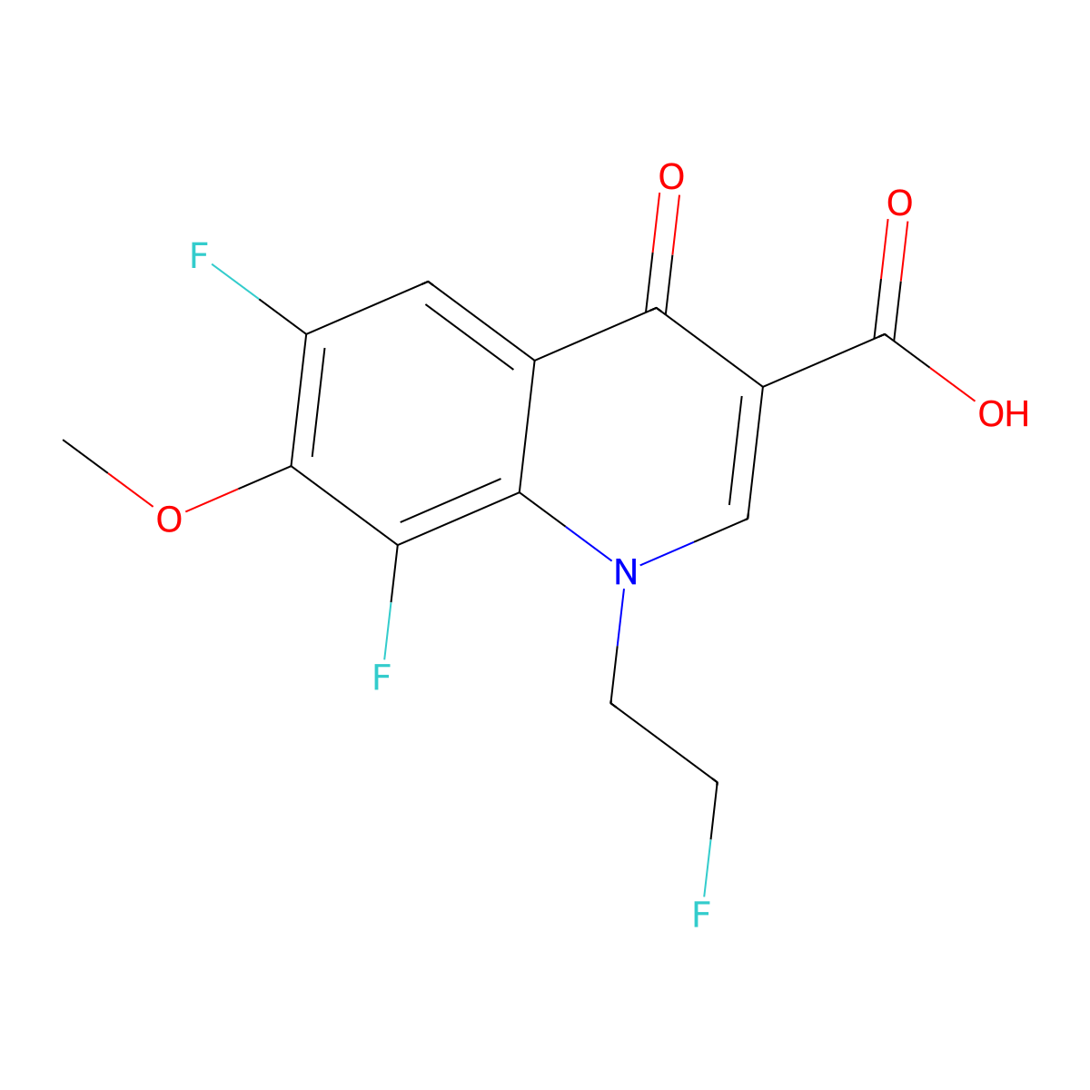 6,8-Difluoro-1-(2-fluoroethyl)-7-methoxy-4-oxo-1,4-dihydroquinoline-3-carboxylic acid molecular structure, CAS 1040707-70-7