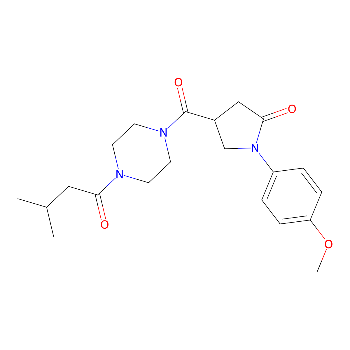 1-(4-Methoxyphenyl)-4-{[4-(3-methylbutanoyl)piperazin-1-yl]carbonyl}pyrrolidin-2-one molecular structure, CAS 1040707-83-2