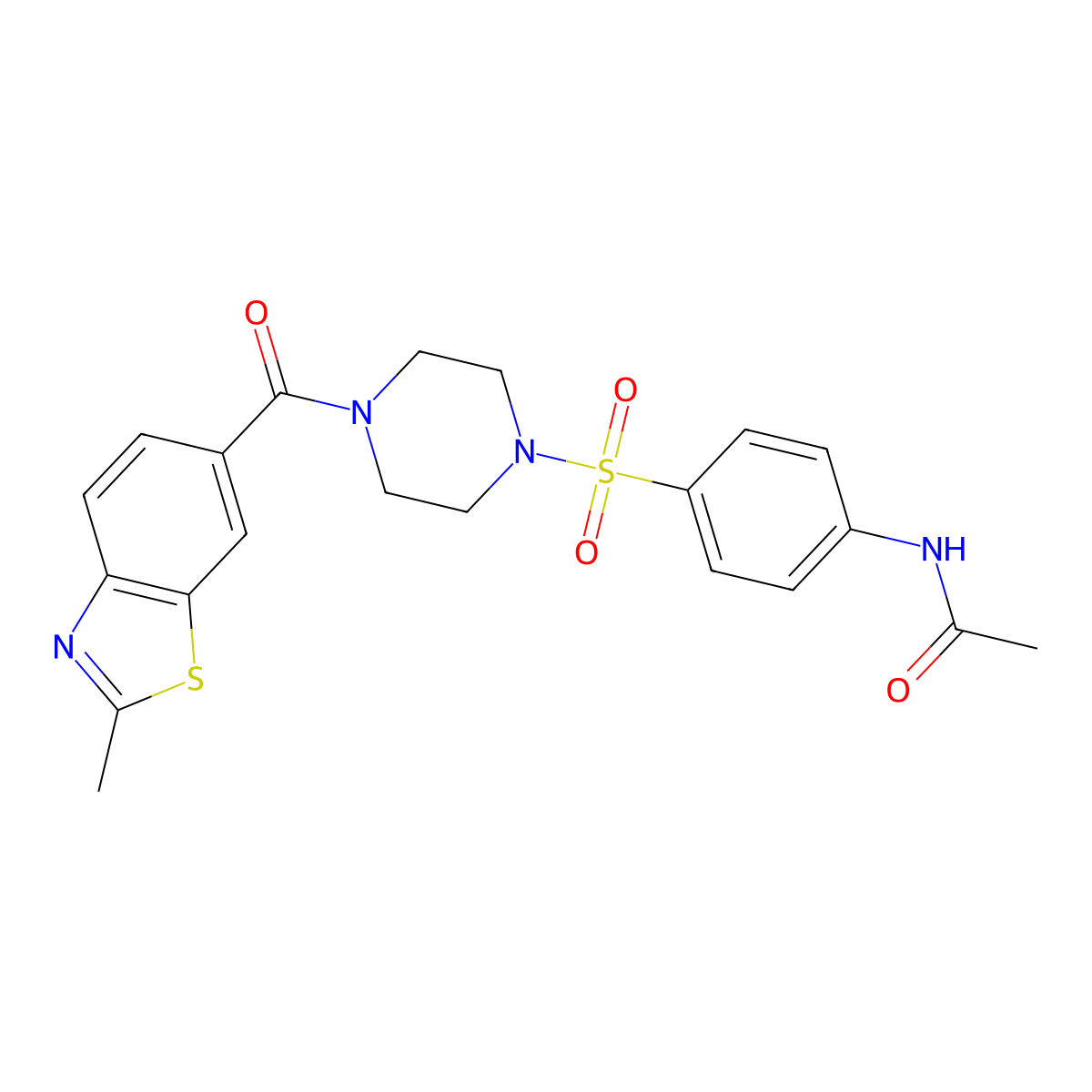N~1~-[4-({4-[(2-methyl-1,3-benzothiazol-6-yl)carbonyl]piperazino}sulfonyl)phenyl]acetamide molecular structure, CAS 1040707-87-6