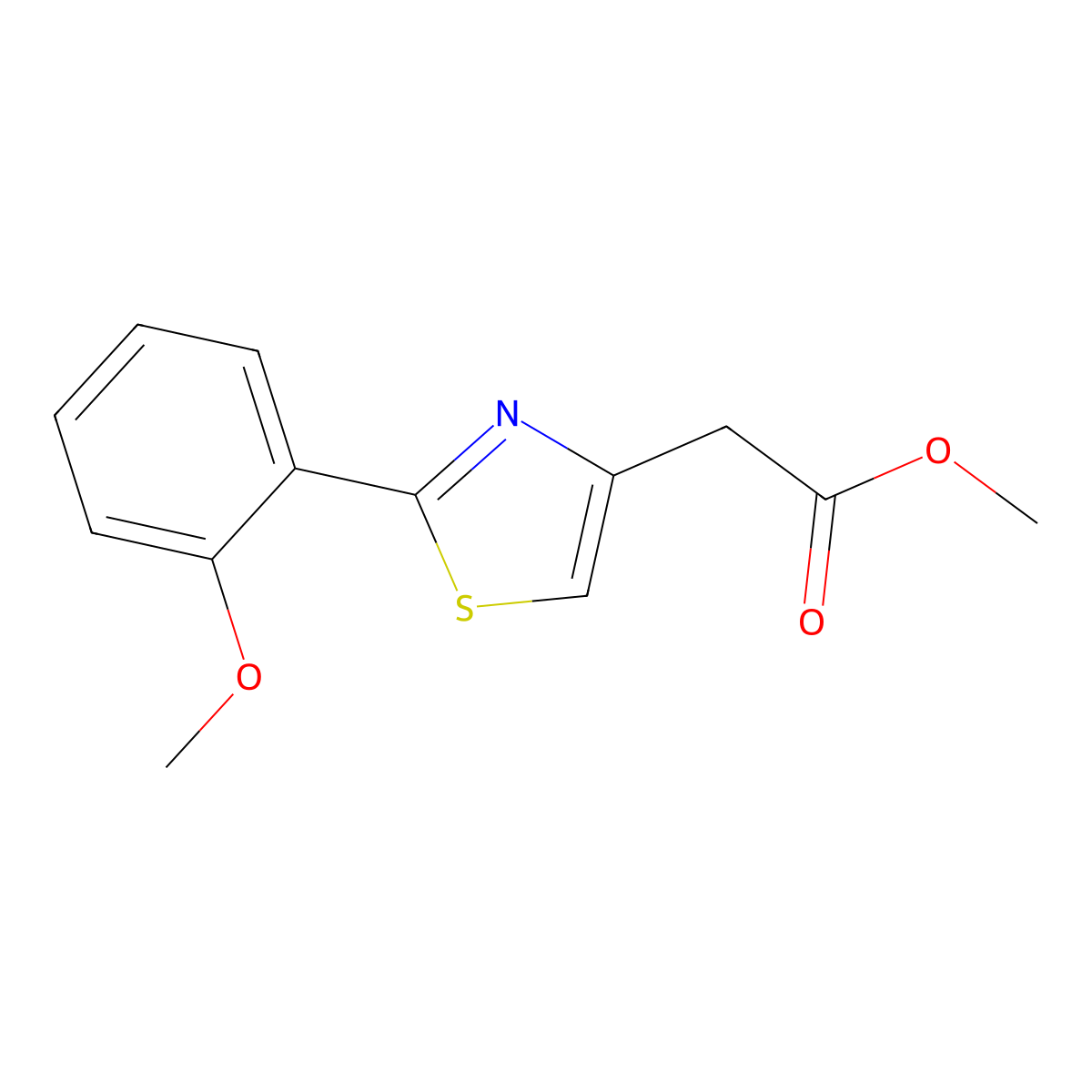 Methyl 2-(2-(2-methoxyphenyl)thiazol-4-yl)acetate molecular structure, CAS 1040707-97-8