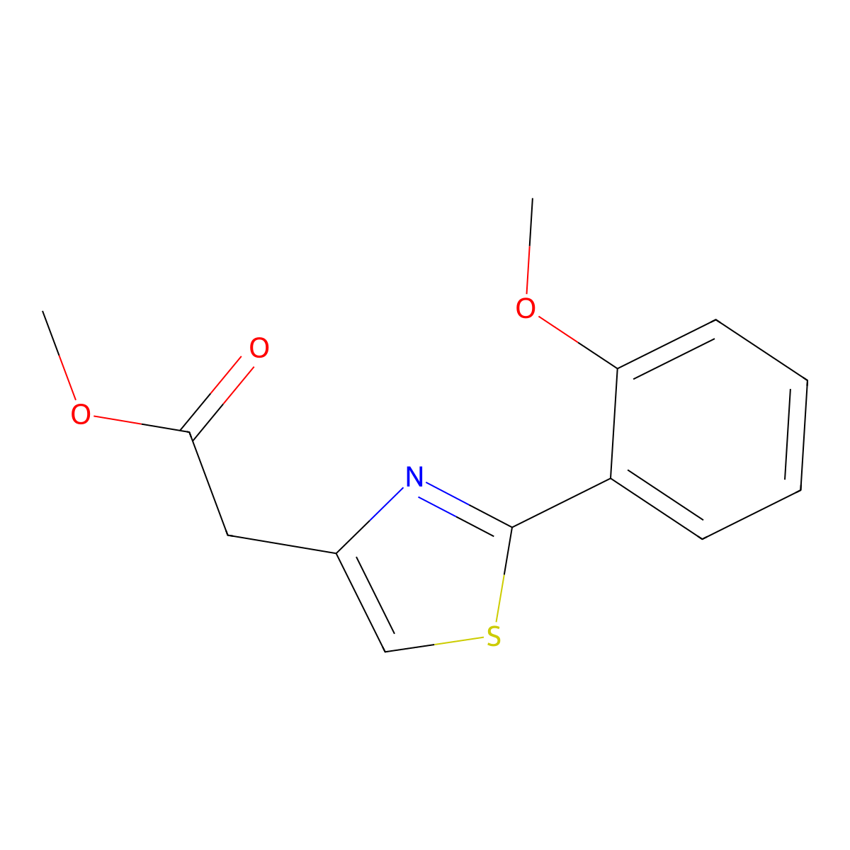 Methyl 2-(2-(2-methoxyphenyl)thiazol-4-yl)acetate molecular structure, CAS 1040707-97-8