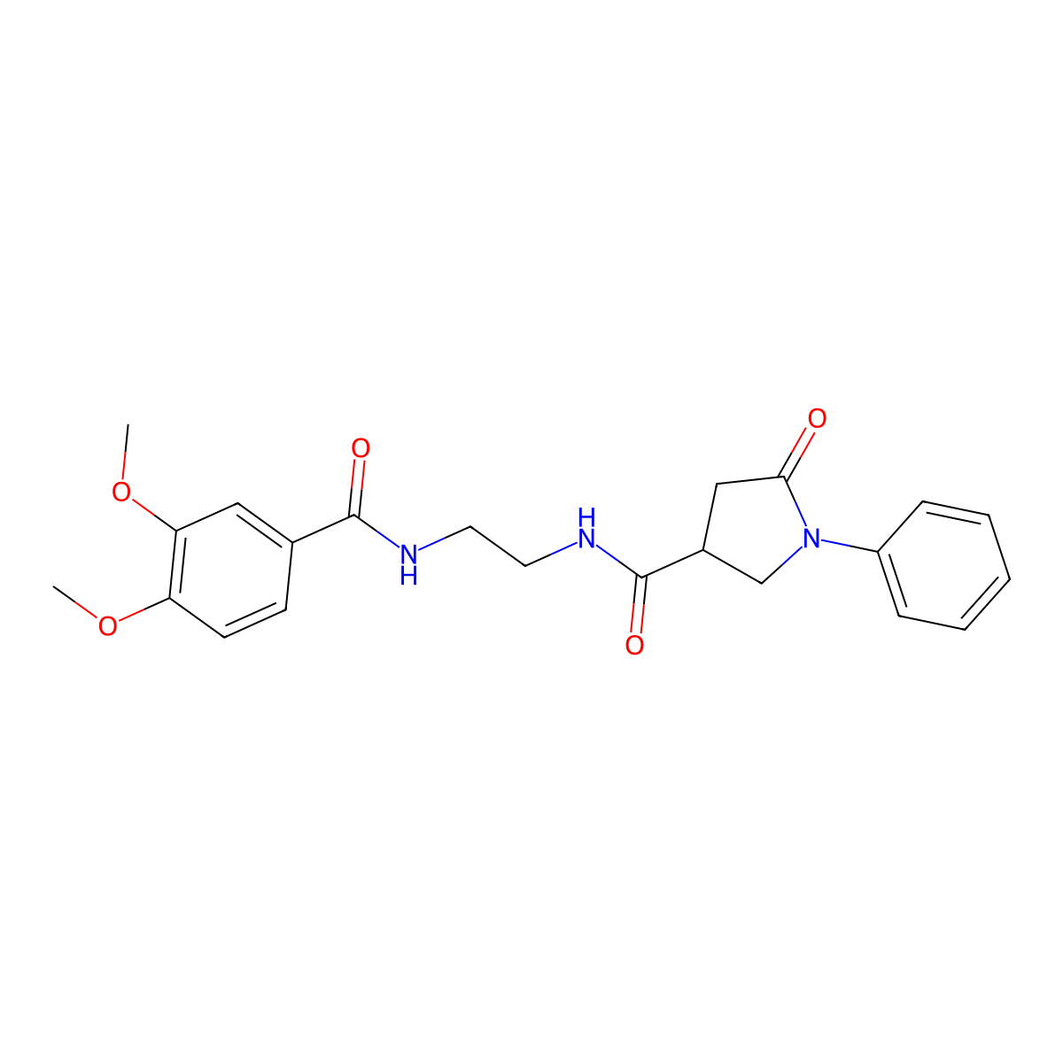 N-(2-{[(3,4-dimethoxyphenyl)carbonyl]amino}ethyl)-5-oxo-1-phenylpyrrolidine-3-carboxamide molecular structure, CAS 1040708-00-6