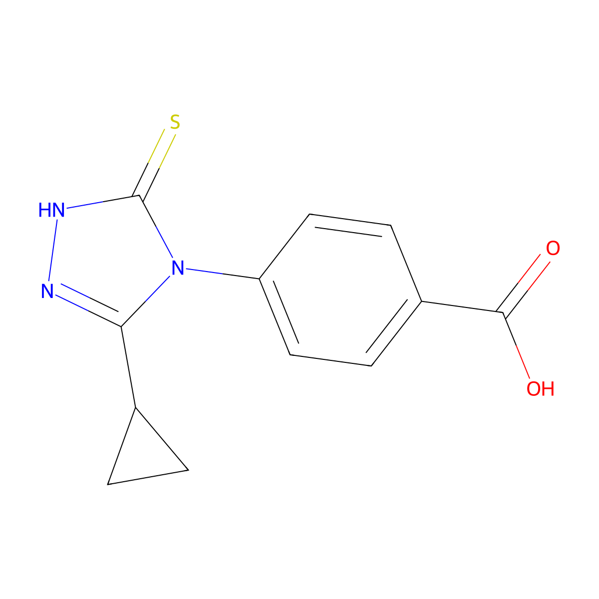 4-(3-Cyclopropyl-5-sulfanyl-1,2,4-triazol-4-yl)benzoic acid molecular structure, CAS 1040708-21-1