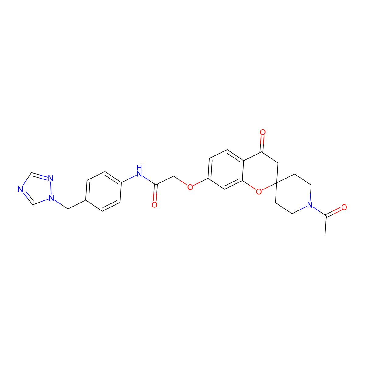 2-[(1'-acetyl-4-oxo-3,4-dihydrospiro[chromene-2,4'-piperidin]-7-yl)oxy]-N-[4-(1H-1,2,4-triazol-1-ylmethyl)phenyl]acetamide molecular structure, CAS 1040708-72-2