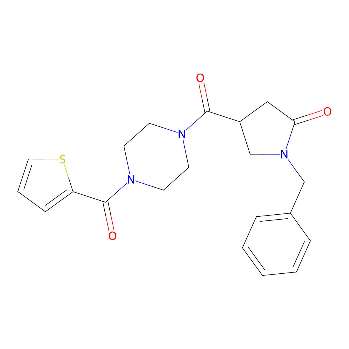 1-Benzyl-4-{[4-(thiophen-2-ylcarbonyl)piperazin-1-yl]carbonyl}pyrrolidin-2-one molecular structure, CAS 1040708-82-4
