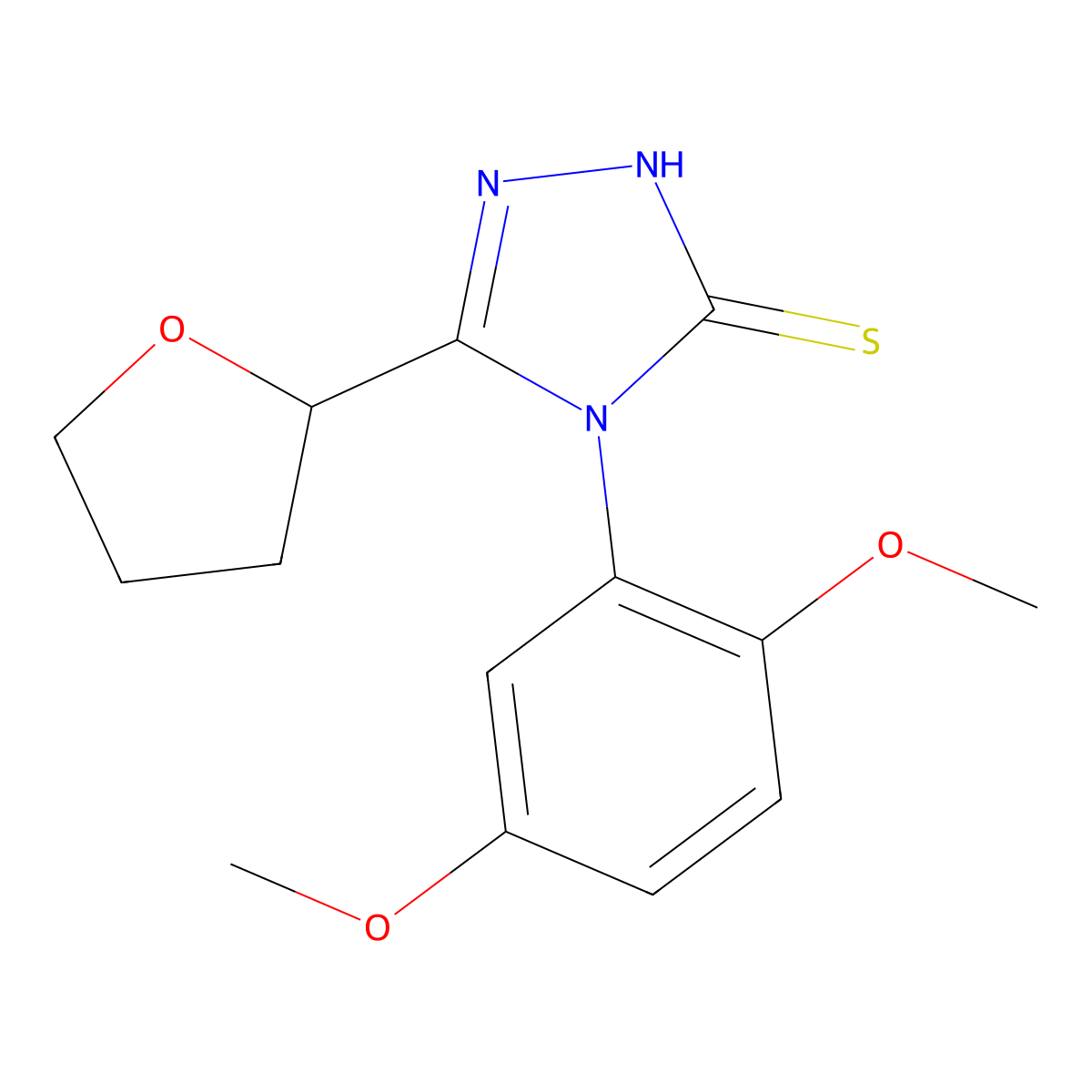4-(2,5-dimethoxyphenyl)-5-(tetrahydrofuran-2-yl)-4H-1,2,4-triazole-3-thiol molecular structure, CAS 1040708-99-3