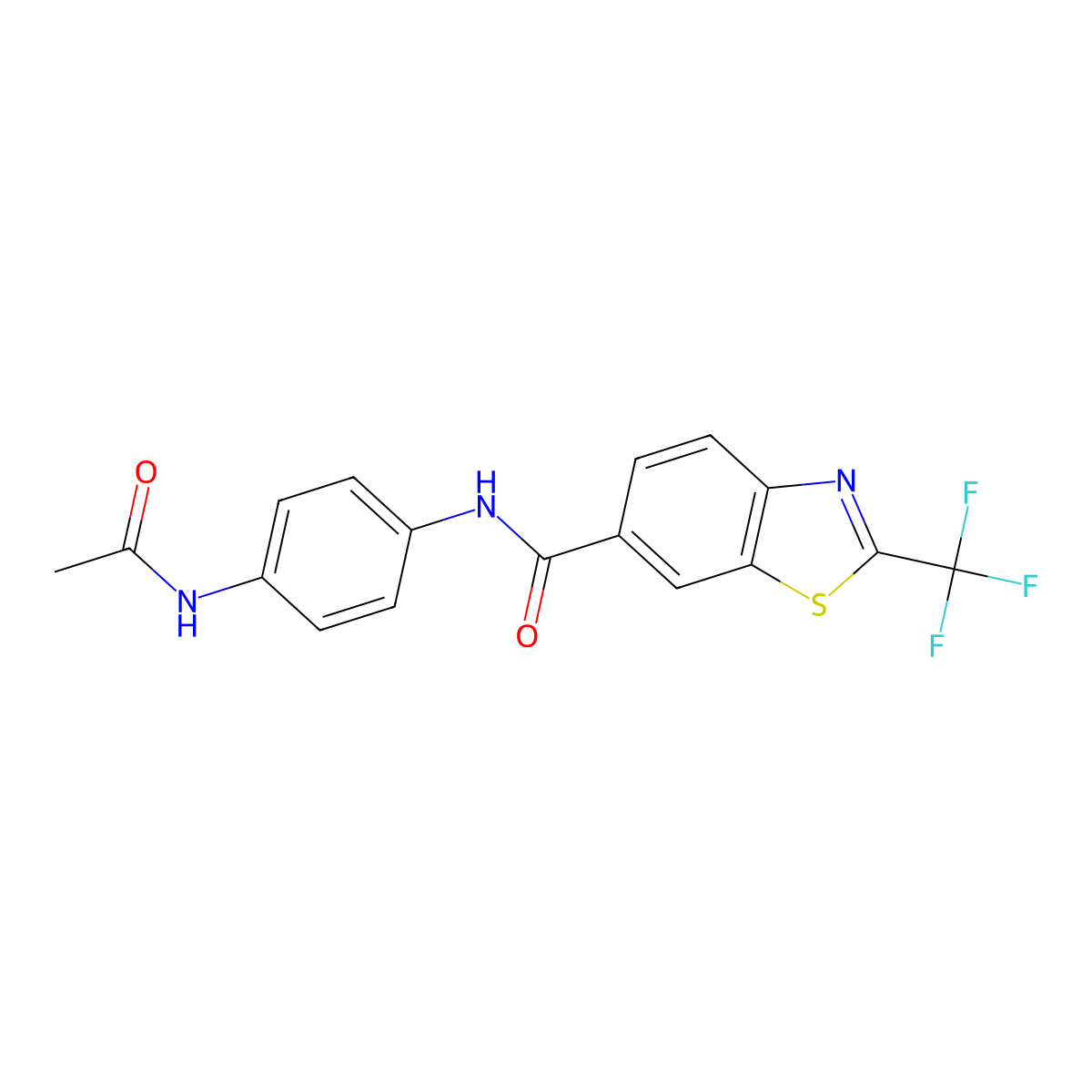 N-[4-(acetylamino)phenyl]-2-(trifluoromethyl)-1,3-benzothiazole-6-carboxamide molecular structure, CAS 1040709-46-3