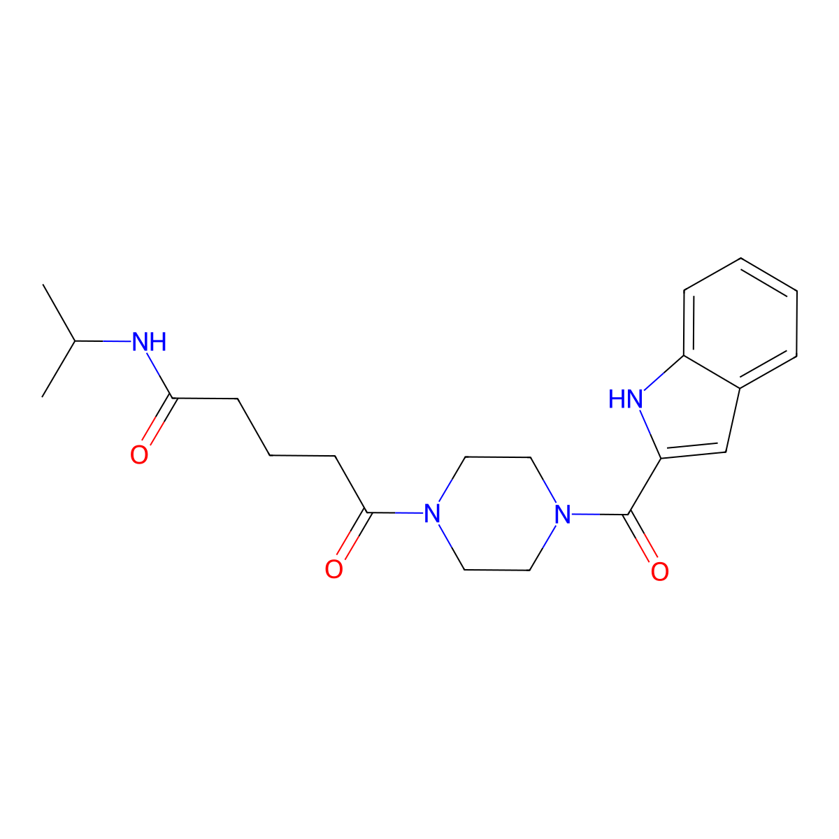 5-[4-(1H-indol-2-ylcarbonyl)piperazin-1-yl]-5-oxo-N-(propan-2-yl)pentanamide molecular structure, CAS 1040709-47-4