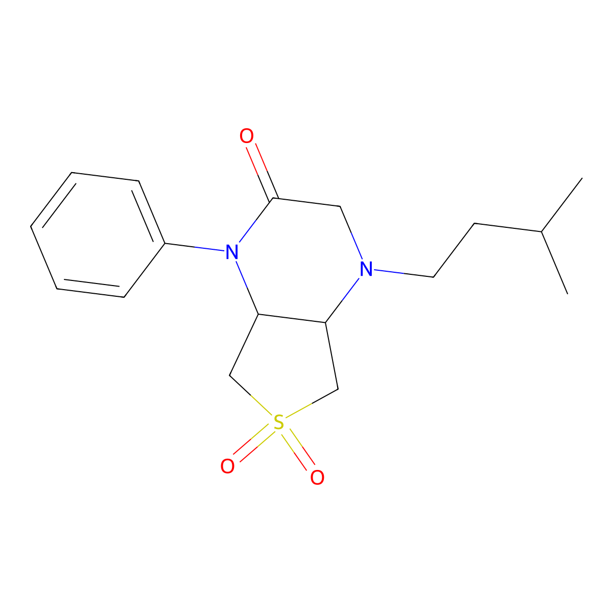 4-isopentyl-1-phenylhexahydrothieno[3,4-b]pyrazin-2(1H)-one 6,6-dioxide molecular structure, CAS 1040709-72-5