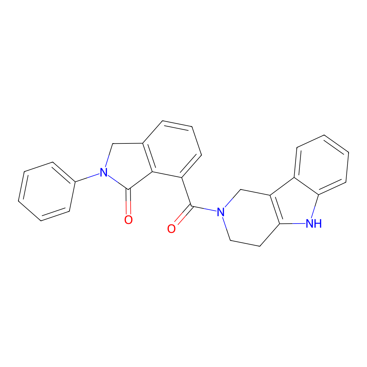 2-phenyl-7-(1,3,4,5-tetrahydro-2H-pyrido[4,3-b]indol-2-ylcarbonyl)-2,3-dihydro-1H-isoindol-1-one molecular structure, CAS 1040709-81-6
