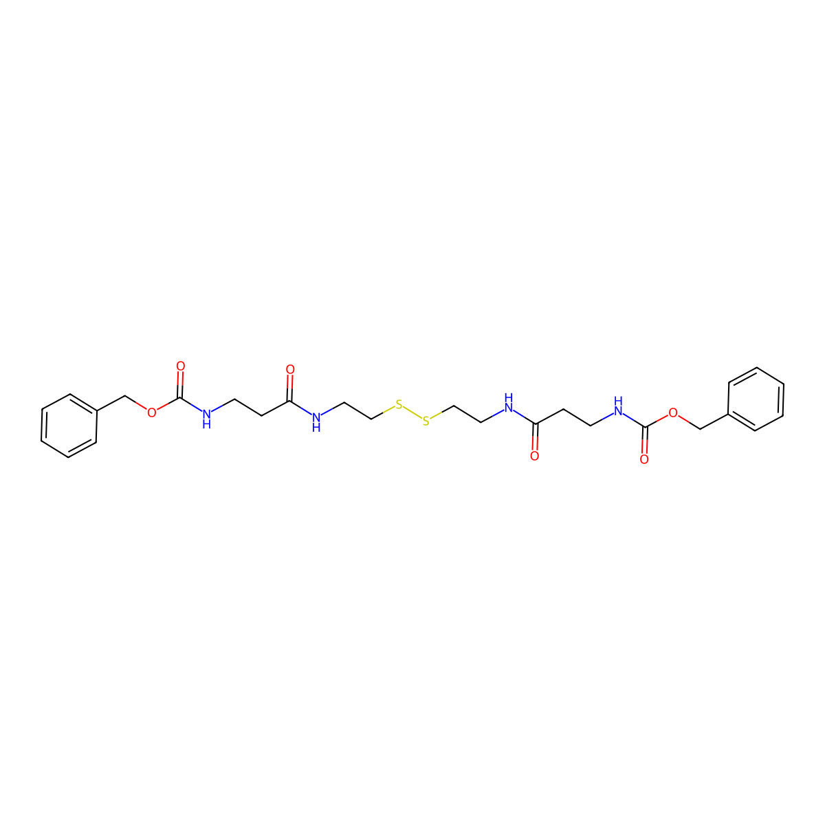 benzyl N-[3-oxo-3-[2-[2-[3-(phenylmethoxycarbonylamino)propanoylamino]ethyldisulfanyl]ethylamino]propyl]carbamate molecular structure, CAS 104071-84-3