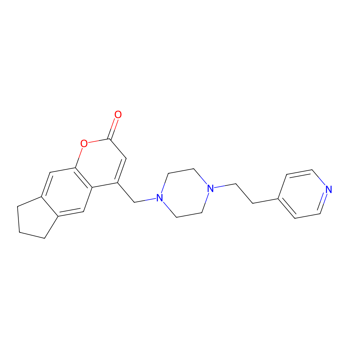 4-((4-(2-(pyridin-4-yl)ethyl)piperazin-1-yl)methyl)-7,8-dihydrocyclopenta[g]chromen-2(6H)-one molecular structure, CAS 1040710-32-4