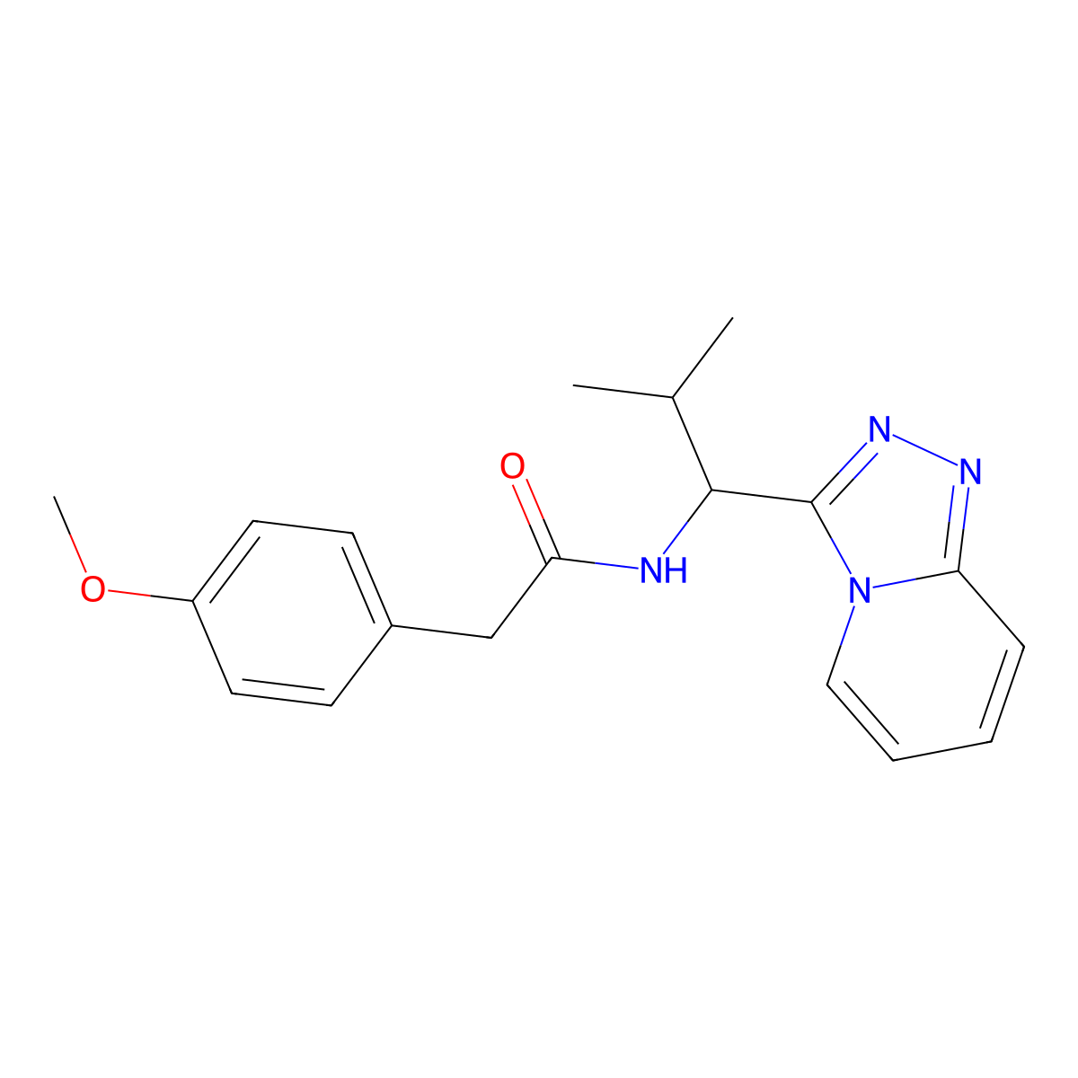 2-(4-methoxyphenyl)-N-[2-methyl-1-([1,2,4]triazolo[4,3-a]pyridin-3-yl)propyl]acetamide molecular structure, CAS 1040710-37-9