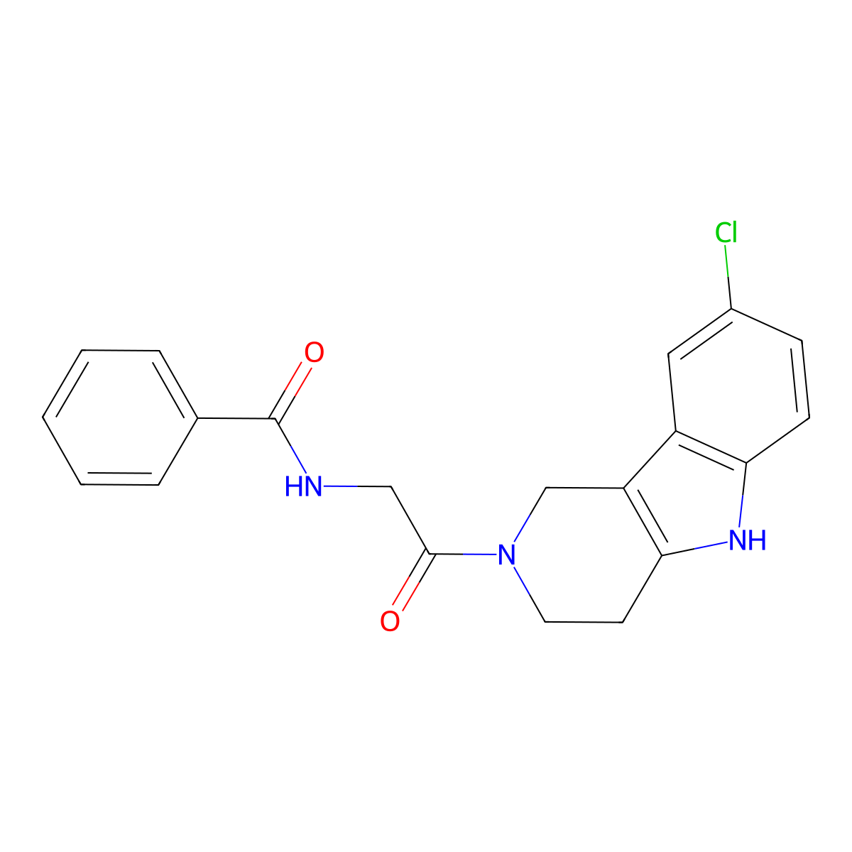 N-[2-(8-chloro-1,3,4,5-tetrahydro-2H-pyrido[4,3-b]indol-2-yl)-2-oxoethyl]benzamide molecular structure, CAS 1040710-41-5