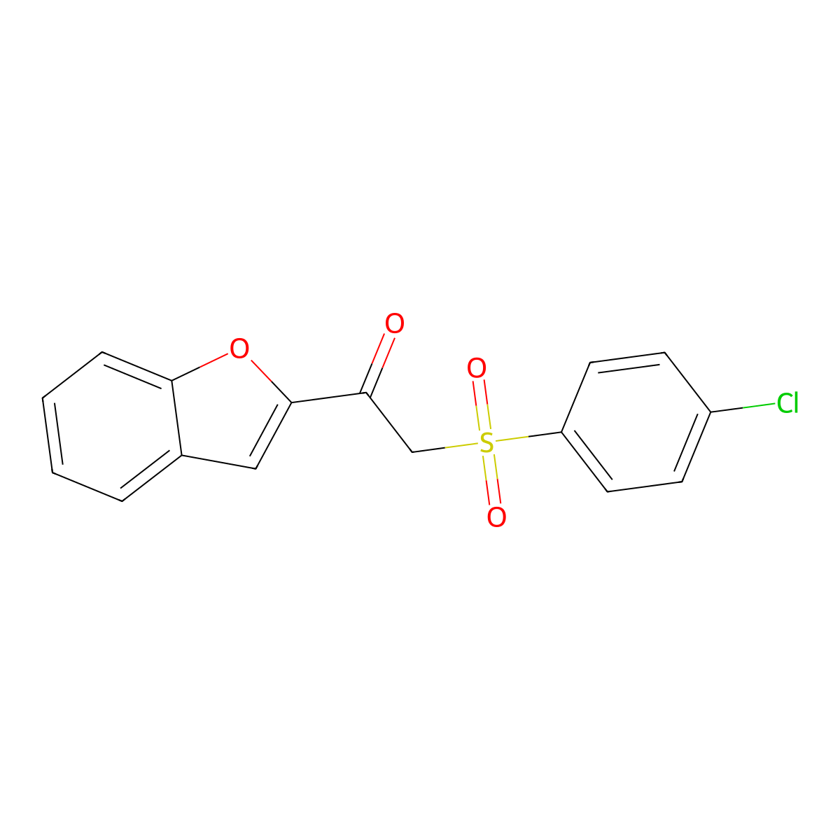 1-(1-Benzofuran-2-yl)-2-[(4-chlorophenyl)sulfonyl]ethanone molecular structure, CAS 1040710-46-0