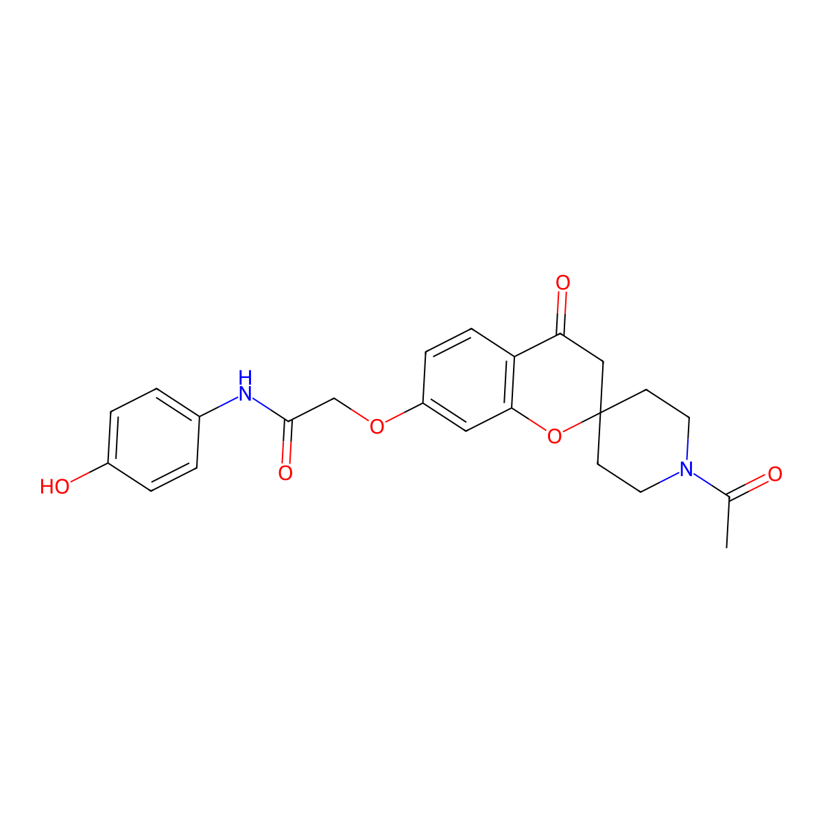 2-[(1'-acetyl-4-oxo-3,4-dihydrospiro[chromene-2,4'-piperidin]-7-yl)oxy]-N-(4-hydroxyphenyl)acetamide molecular structure, CAS 1040710-70-0