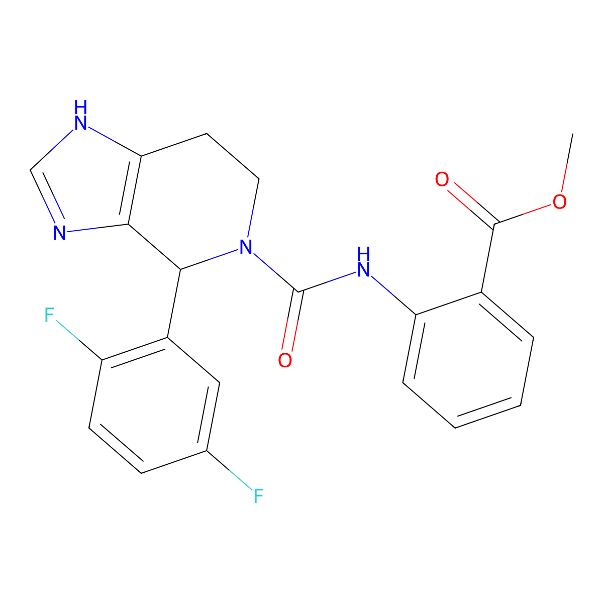methyl 2-({[4-(2,5-difluorophenyl)-3,4,6,7-tetrahydro-5H-imidazo[4,5-c]pyridin-5-yl]carbonyl}amino)benzoate molecular structure, CAS 1040710-90-4
