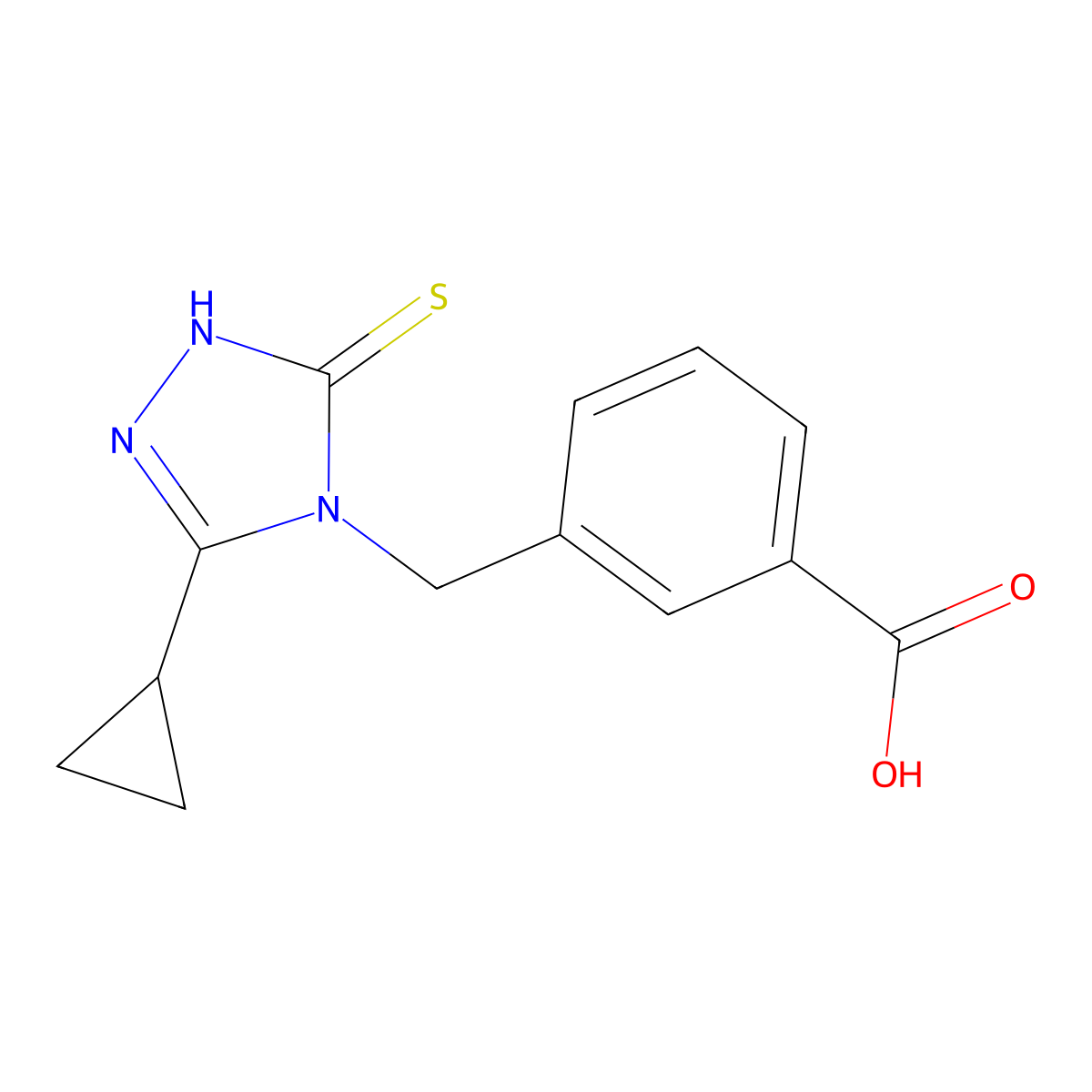 3-[(3-Cyclopropyl-5-sulfanyl-1,2,4-triazol-4-yl)methyl]benzoic acid molecular structure, CAS 1040711-01-0