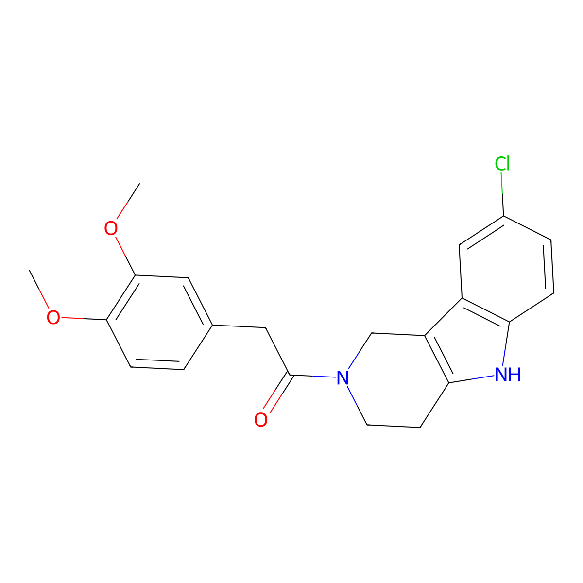 8-chloro-2-[(3,4-dimethoxyphenyl)acetyl]-2,3,4,5-tetrahydro-1H-pyrido[4,3-b]indole molecular structure, CAS 1040711-29-2