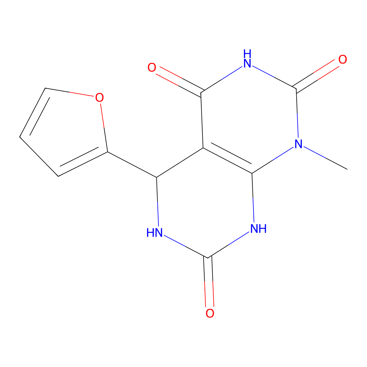 5-(furan-2-yl)-1-methyl-5,6-dihydropyrimido[4,5-d]pyrimidine-2,4,7(1H,3H,8H)-trione molecular structure, CAS 1040712-08-0