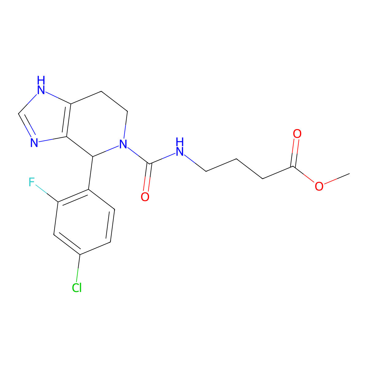 methyl 4-({[4-(4-chloro-2-fluorophenyl)-1,4,6,7-tetrahydro-5H-imidazo[4,5-c]pyridin-5-yl]carbonyl}amino)butanoate molecular structure, CAS 1040712-35-3