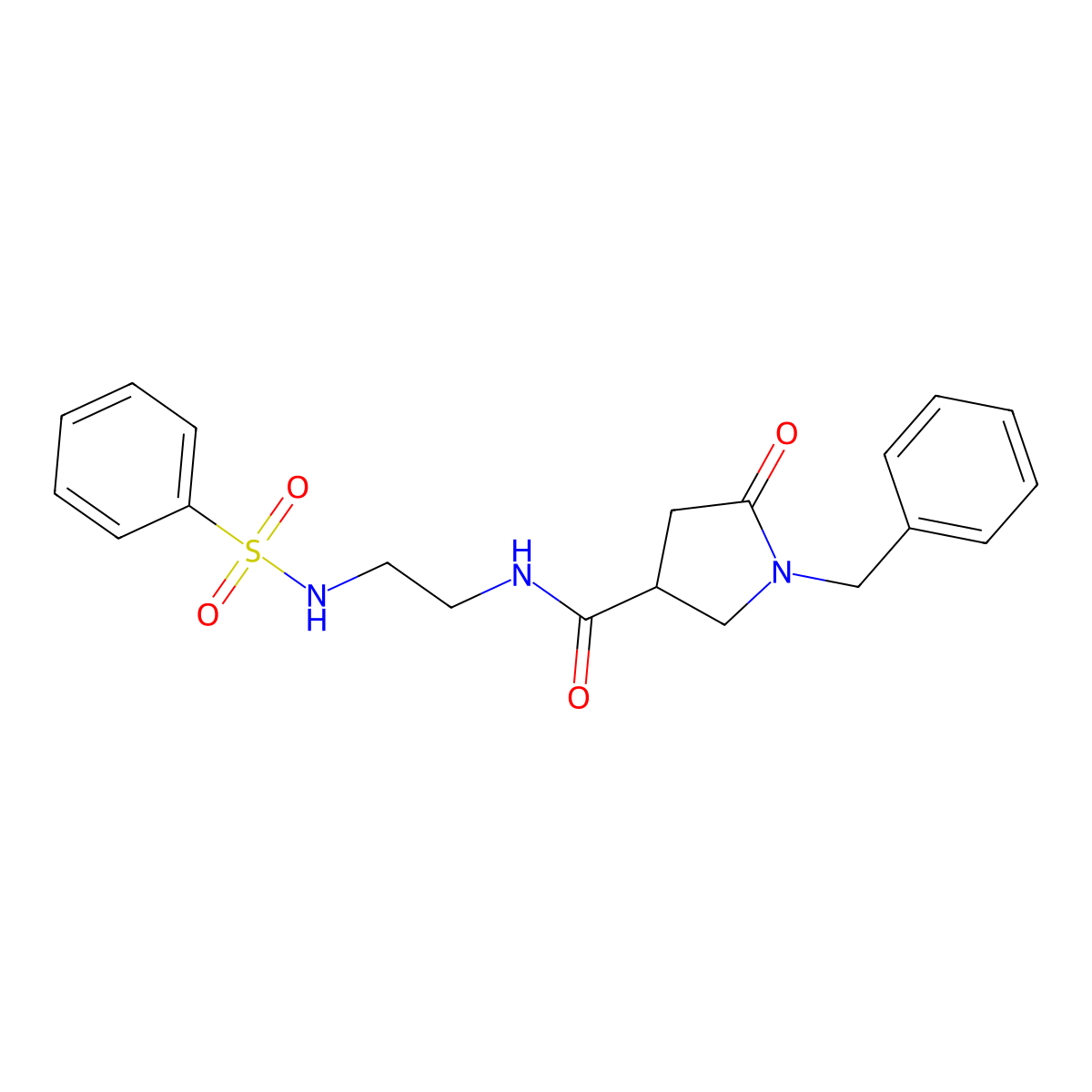 1-benzyl-5-oxo-N-{2-[(phenylsulfonyl)amino]ethyl}pyrrolidine-3-carboxamide molecular structure, CAS 1040712-42-2