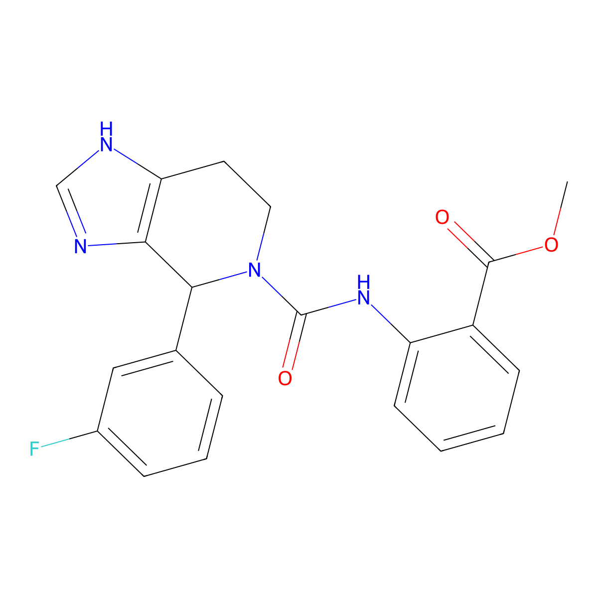 methyl 2-({[4-(3-fluorophenyl)-3,4,6,7-tetrahydro-5H-imidazo[4,5-c]pyridin-5-yl]carbonyl}amino)benzoate molecular structure, CAS 1040712-68-2