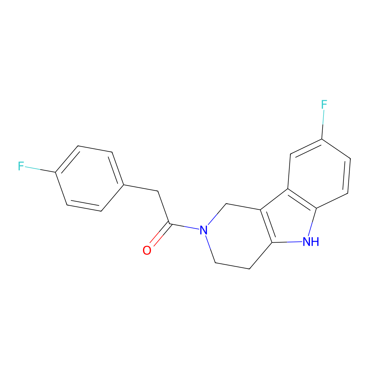 2-(4-fluorophenyl)-1-(8-fluoro-1,3,4,5-tetrahydro-2H-pyrido[4,3-b]indol-2-yl)ethanone molecular structure, CAS 1040712-77-3