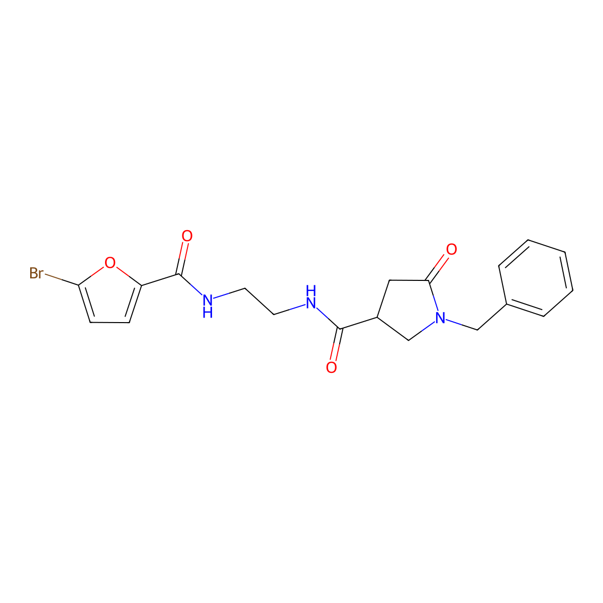 1-benzyl-N-(2-{[(5-bromofuran-2-yl)carbonyl]amino}ethyl)-5-oxopyrrolidine-3-carboxamide molecular structure, CAS 1040712-89-7