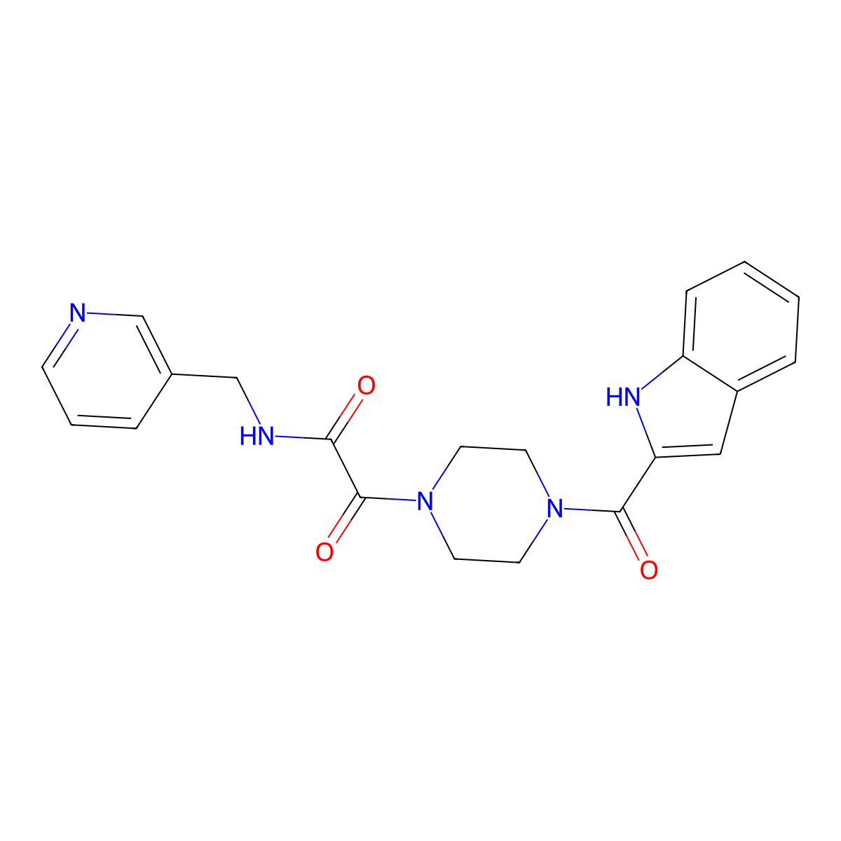 2-[4-(1H-indol-2-ylcarbonyl)piperazin-1-yl]-2-oxo-N-(pyridin-3-ylmethyl)acetamide molecular structure, CAS 1040713-05-0