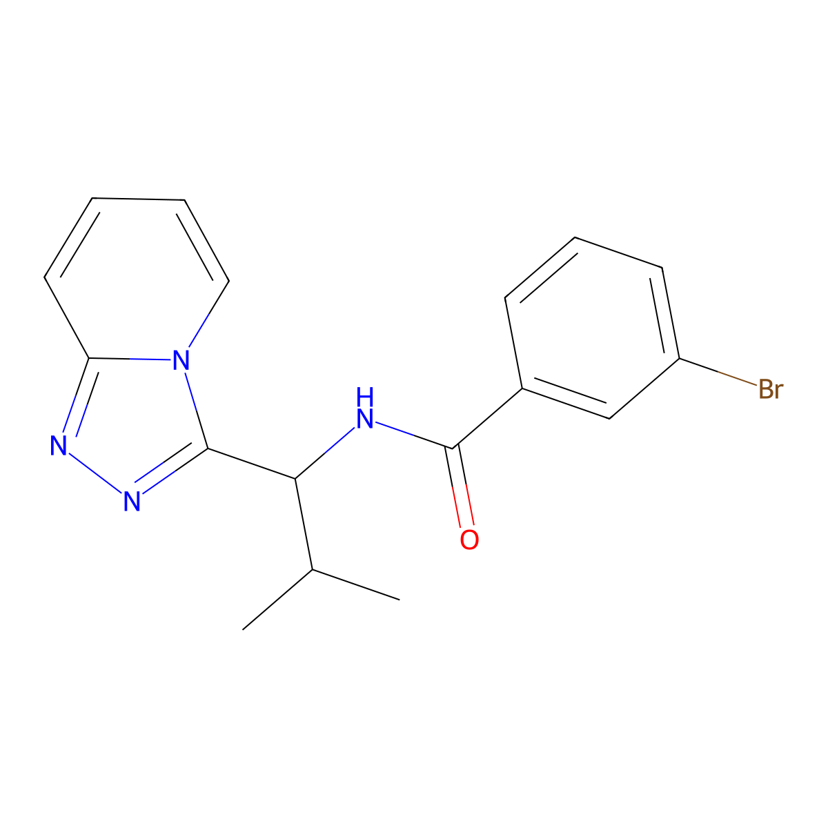 3-bromo-N-[2-methyl-1-([1,2,4]triazolo[4,3-a]pyridin-3-yl)propyl]benzamide molecular structure, CAS 1040713-25-4