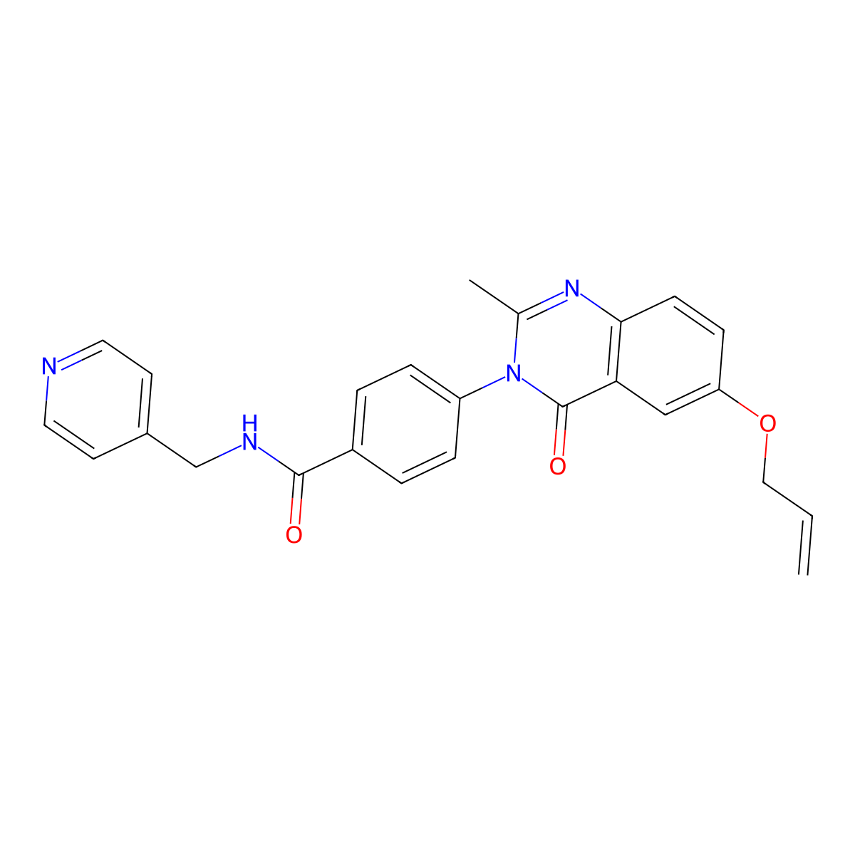 4-[2-methyl-4-oxo-6-(prop-2-en-1-yloxy)quinazolin-3(4H)-yl]-N-(pyridin-4-ylmethyl)benzamide molecular structure, CAS 1040713-27-6
