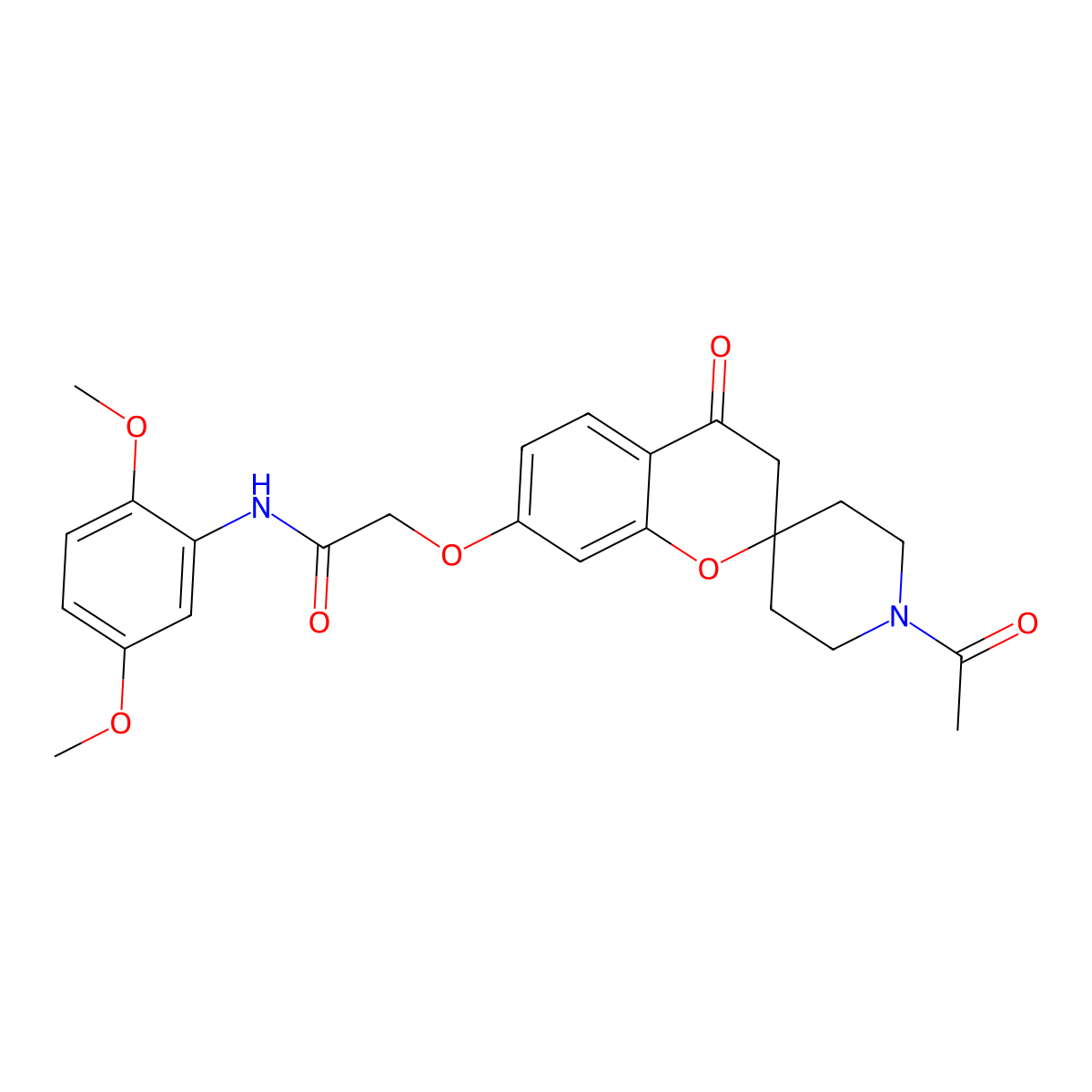 2-[(1'-acetyl-4-oxo-3,4-dihydrospiro[chromene-2,4'-piperidin]-7-yl)oxy]-N-(2,5-dimethoxyphenyl)acetamide molecular structure, CAS 1040713-30-1
