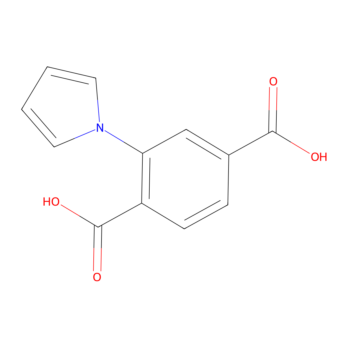 2-(1H-pyrrol-1-yl)benzene-1,4-dicarboxylic acid molecular structure, CAS 1040713-41-4