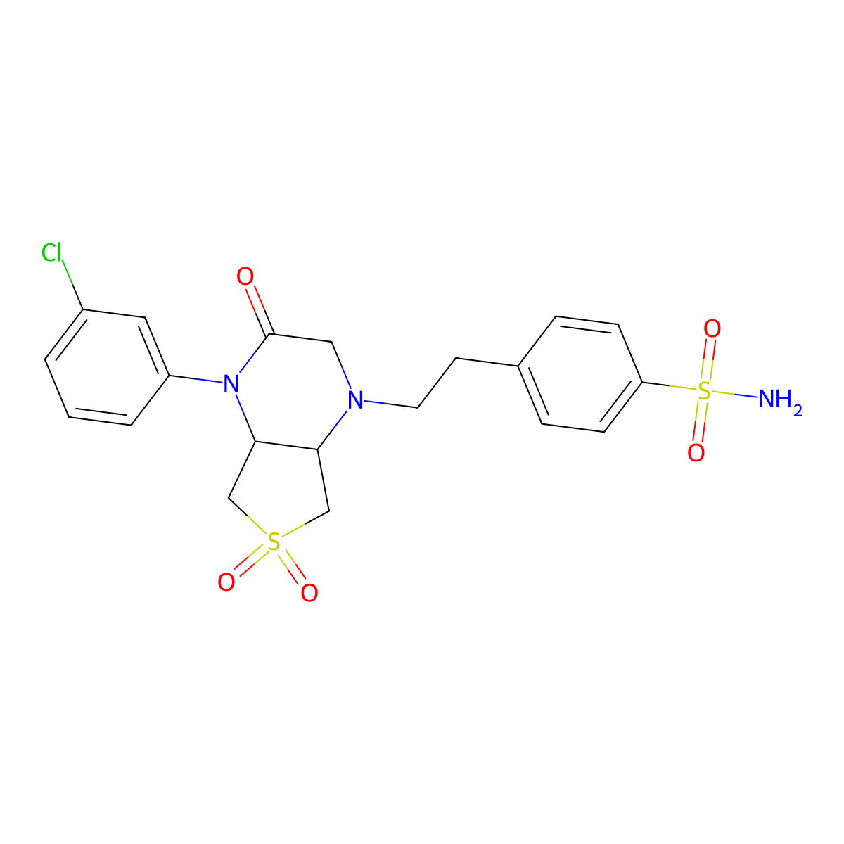 4-[2-[4-(3-Chlorophenyl)-3,6,6-trioxo-4a,5,7,7a-tetrahydro-2H-thieno[3,4-b]pyrazin-1-yl]ethyl]benzenesulfonamide molecular structure, CAS 1040713-43-6