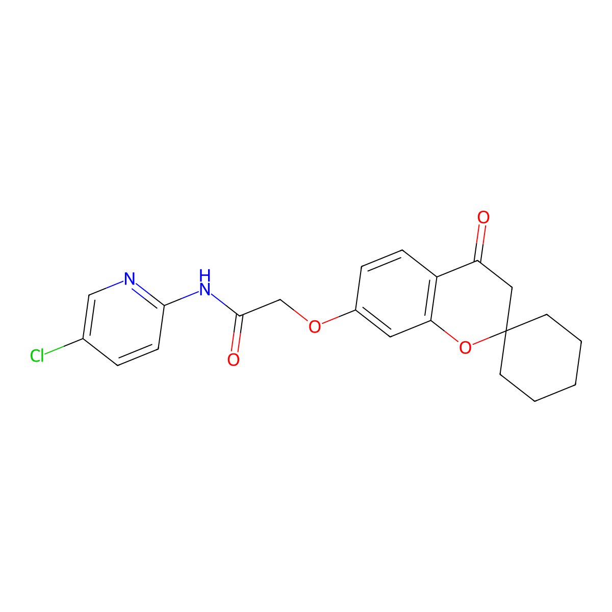 N-(5-chloropyridin-2-yl)-2-[(4-oxo-3,4-dihydrospiro[chromene-2,1'-cyclohexan]-7-yl)oxy]acetamide molecular structure, CAS 1040713-65-2