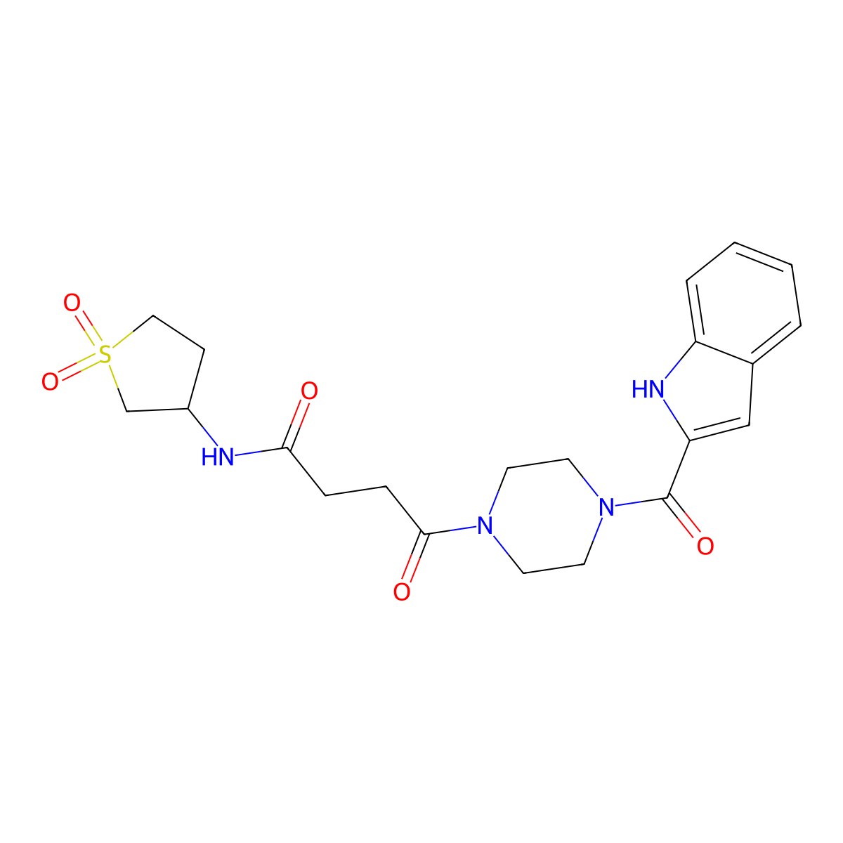 N-(1,1-dioxidotetrahydrothiophen-3-yl)-4-[4-(1H-indol-2-ylcarbonyl)piperazin-1-yl]-4-oxobutanamide molecular structure, CAS 1040713-67-4