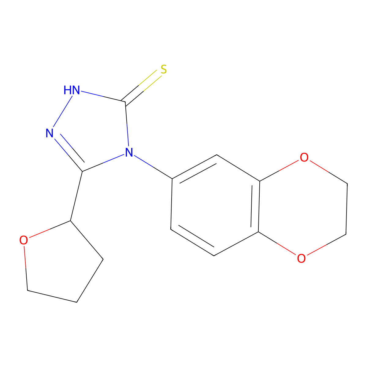 4-(2,3-Dihydro-1,4-benzodioxin-6-yl)-5-(oxolan-2-yl)-1,2,4-triazole-3-thiol molecular structure, CAS 1040713-69-6