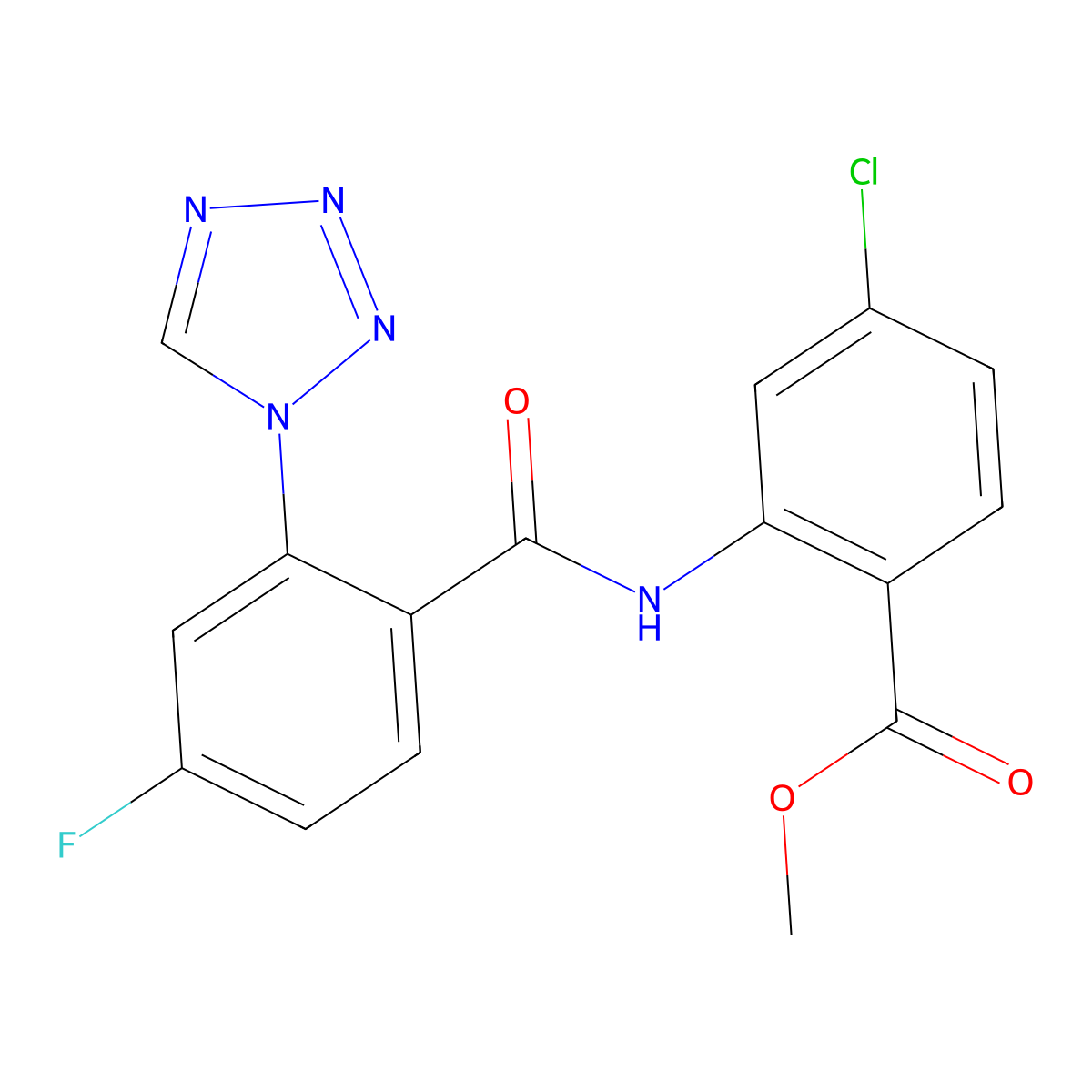 methyl 4-chloro-2-({[4-fluoro-2-(1H-tetrazol-1-yl)phenyl]carbonyl}amino)benzoate molecular structure, CAS 1040713-72-1