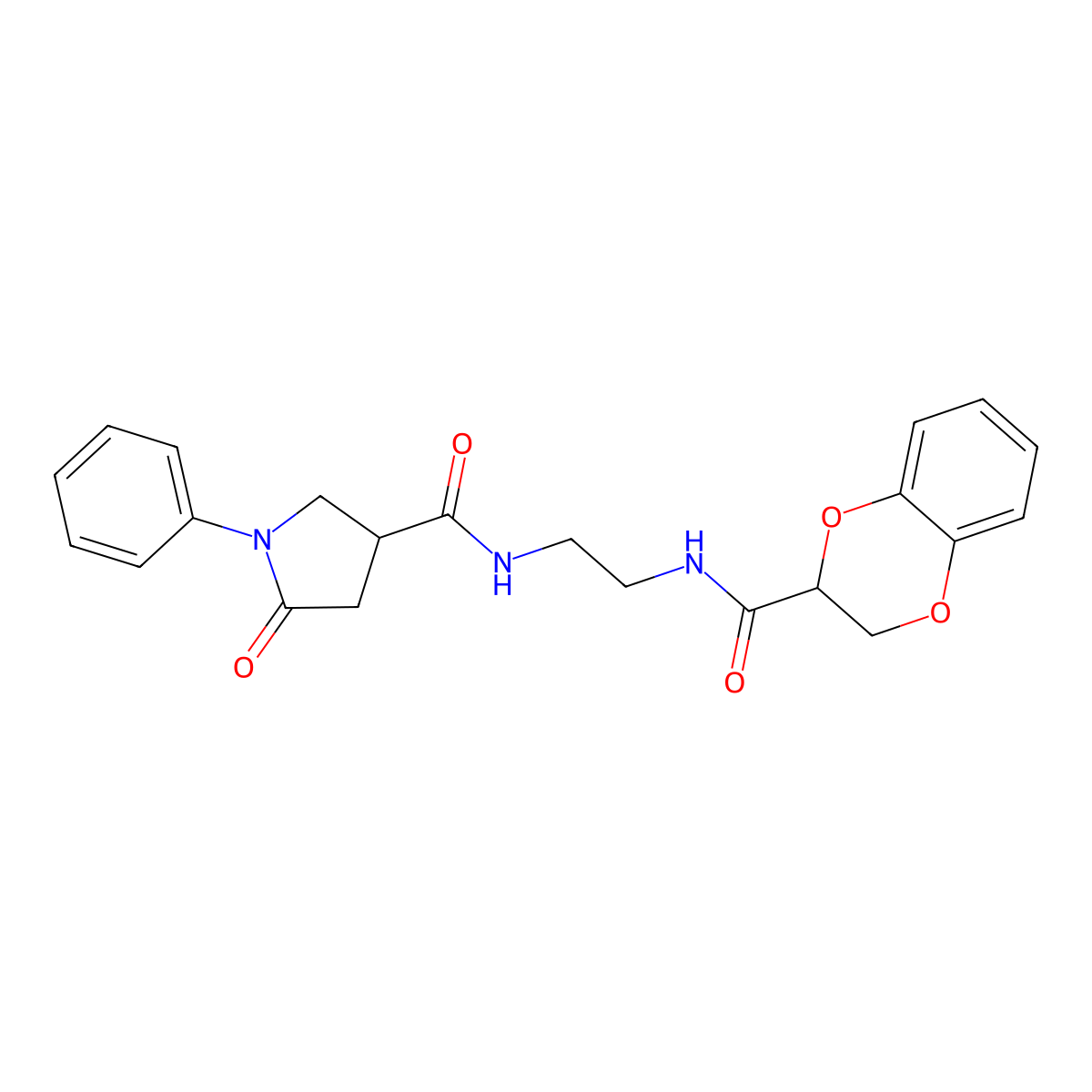 N-{2-[(2,3-dihydro-1,4-benzodioxin-2-ylcarbonyl)amino]ethyl}-5-oxo-1-phenylpyrrolidine-3-carboxamide molecular structure, CAS 1040713-79-8