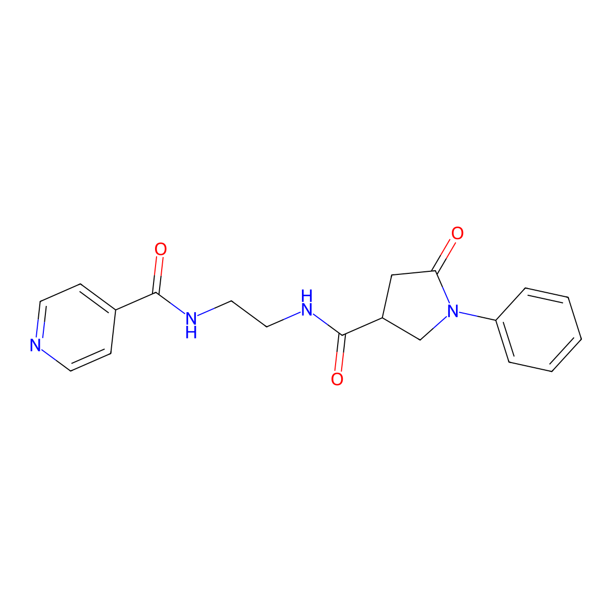 N-(2-{[(5-oxo-1-phenylpyrrolidin-3-yl)carbonyl]amino}ethyl)pyridine-4-carboxamide molecular structure, CAS 1040714-19-9